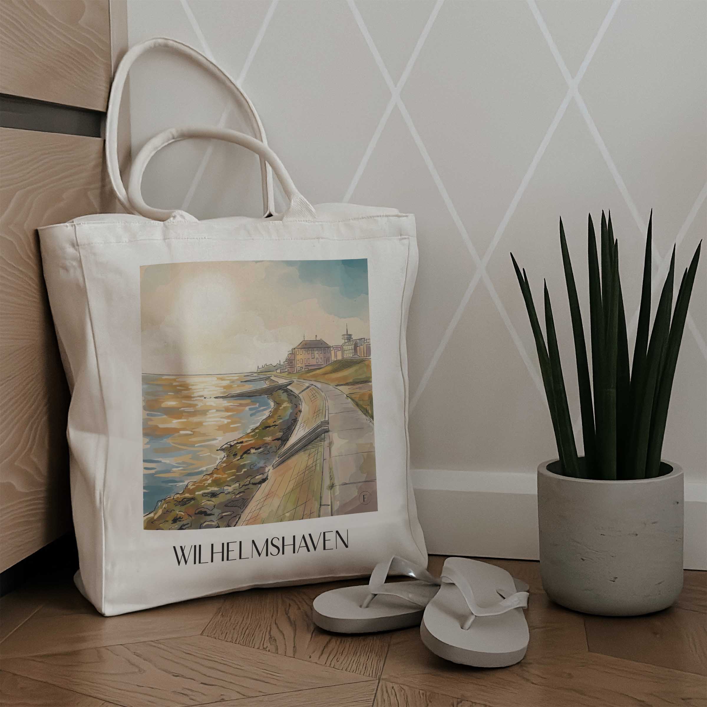 wilhelmshaven-oldenburger-friesland-deutschland-einkaufstasche-aquarell