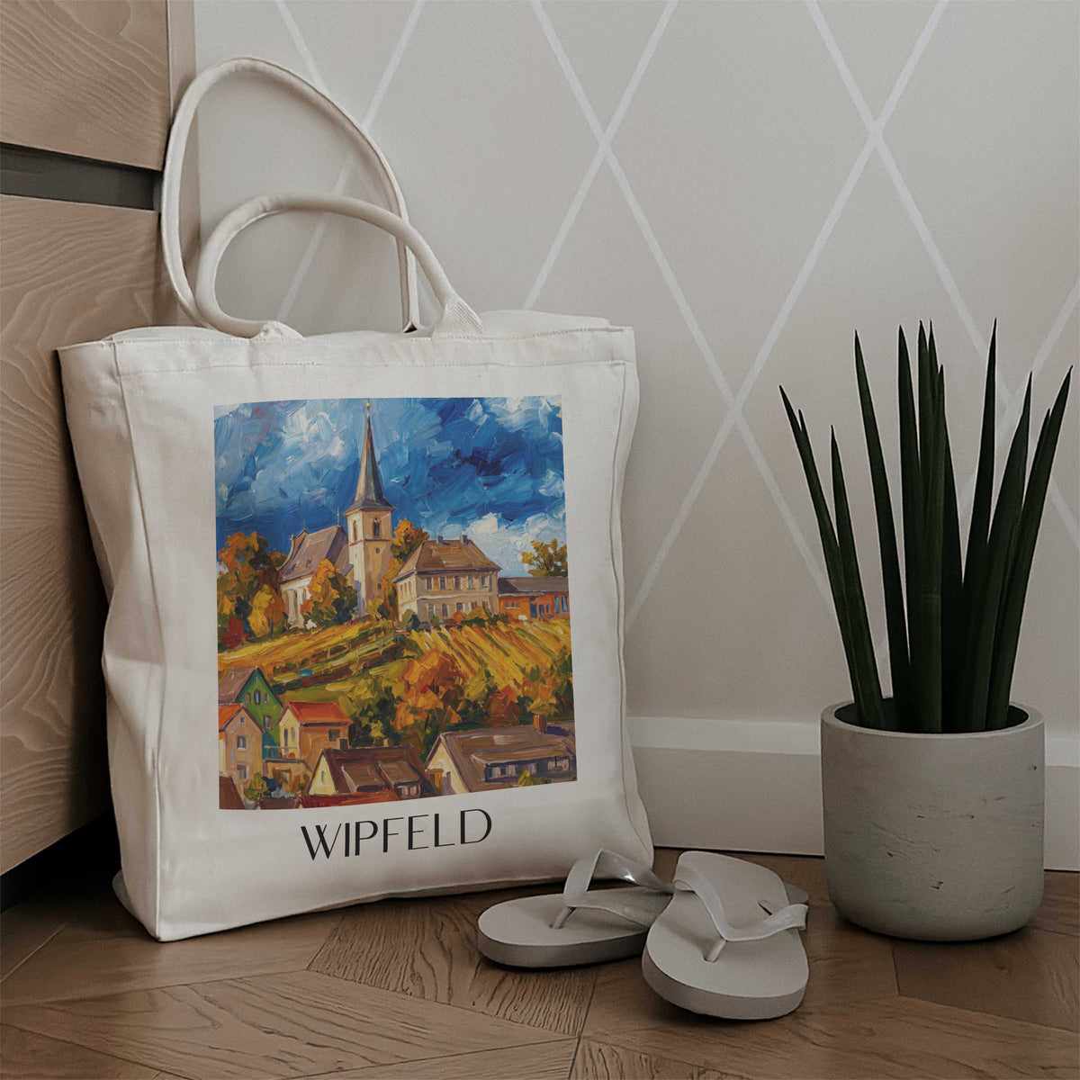 wipfeld-mainfranken-deutschland-einkaufstasche-oil-painting-oelgemaelde