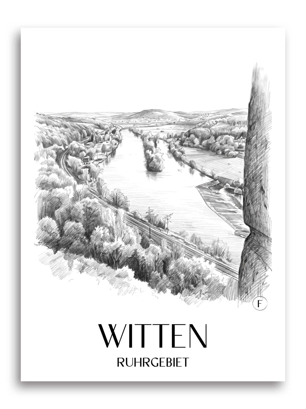 witten-ruhrgebiet-deutschland-poster-bleistift-zeichnung-drawing