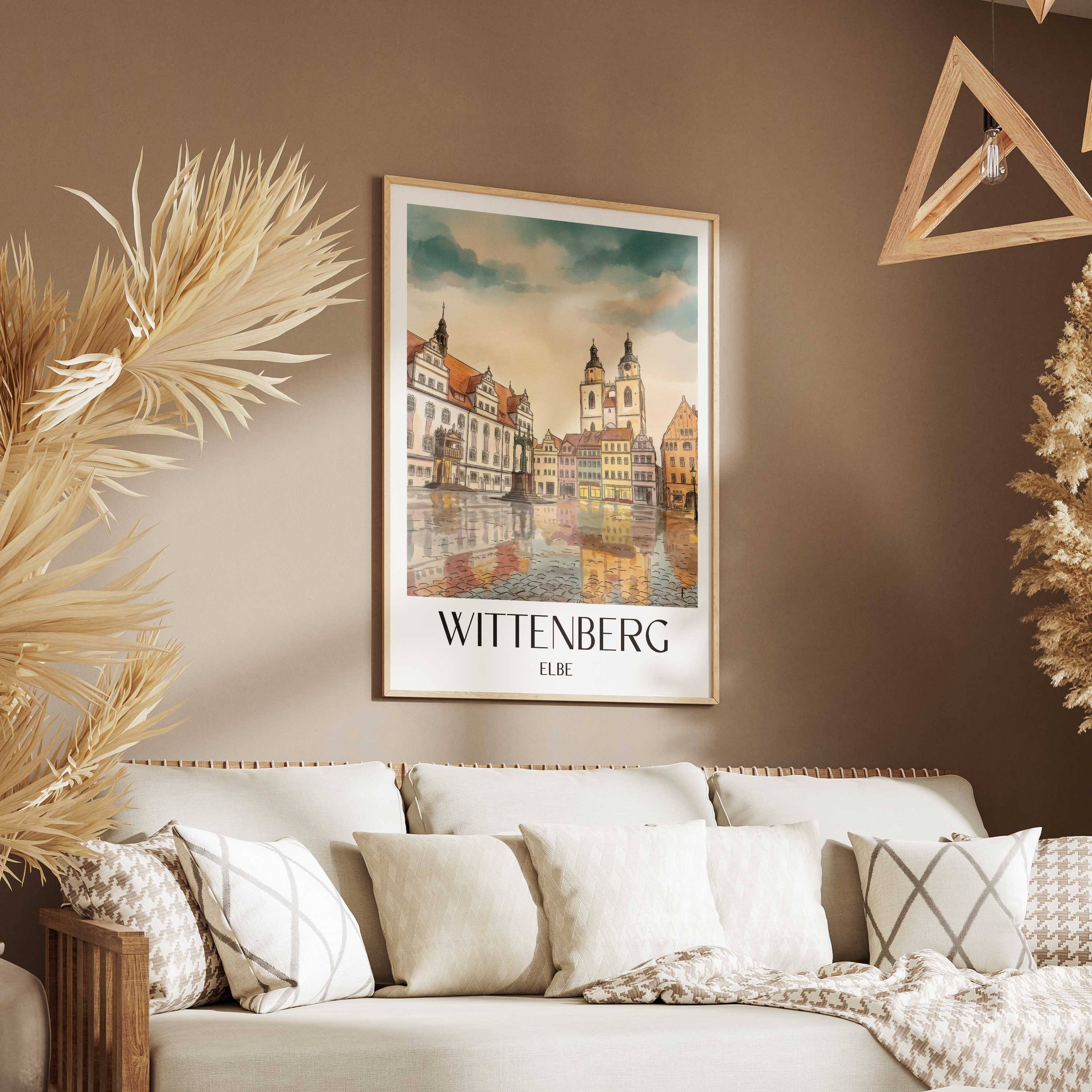 wittenberg-elbe-deutschland-poster-aquarell