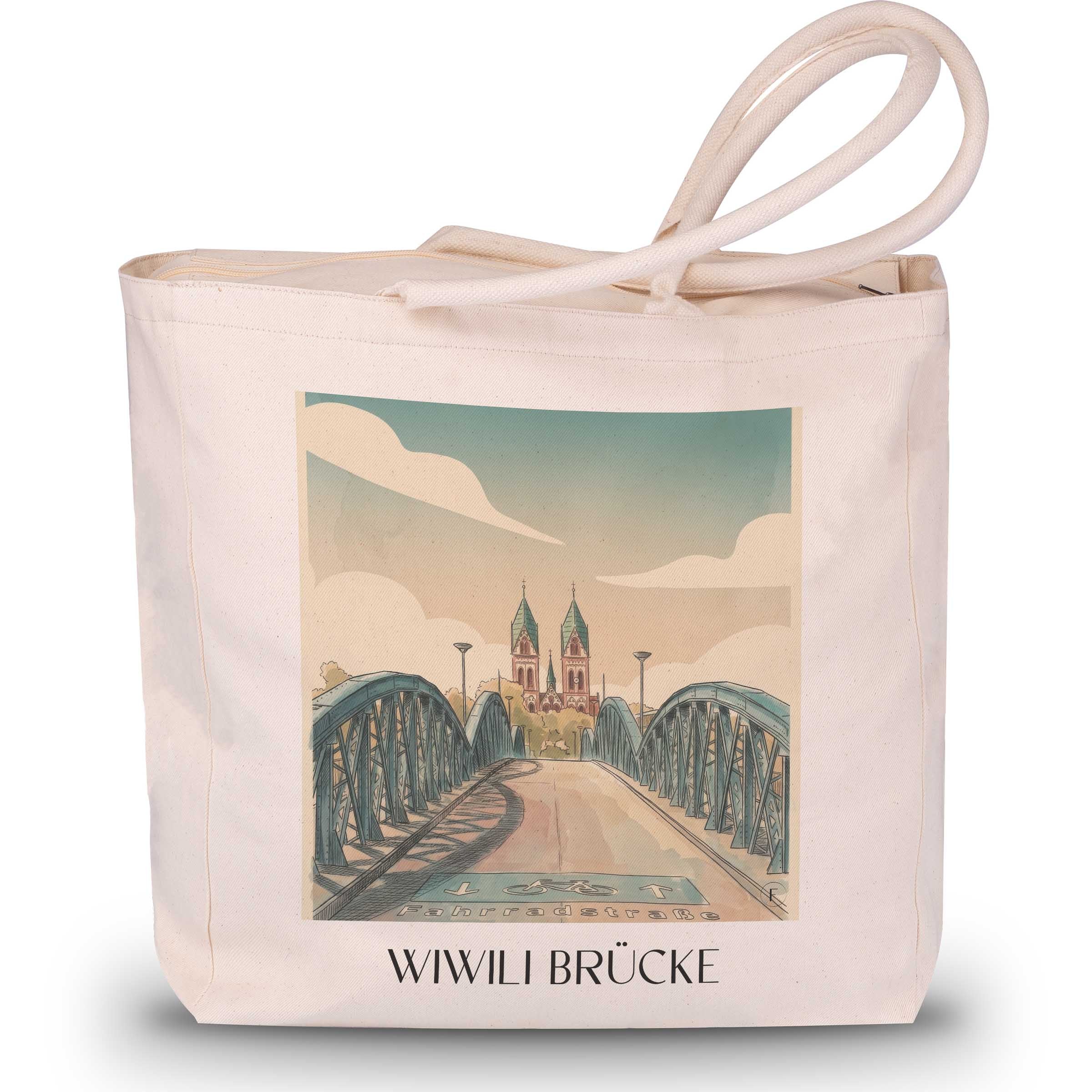 wiwili-brücke-freiburg-deutschland-einkaufstasche-aquarell
