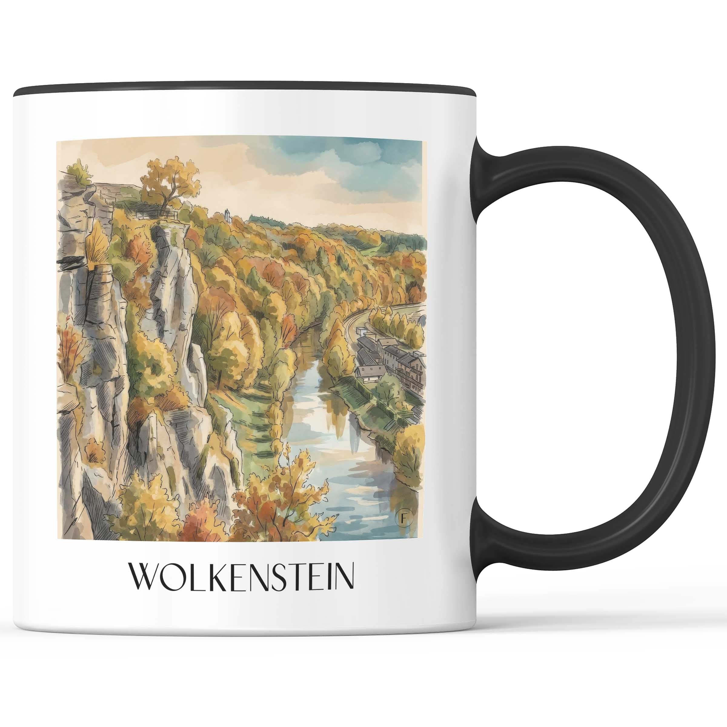 Wolkenstein Kaffeebecher - Erzgebirge - Deutschland Becher - Kaffeetasse im Aquarell Stil - favplace