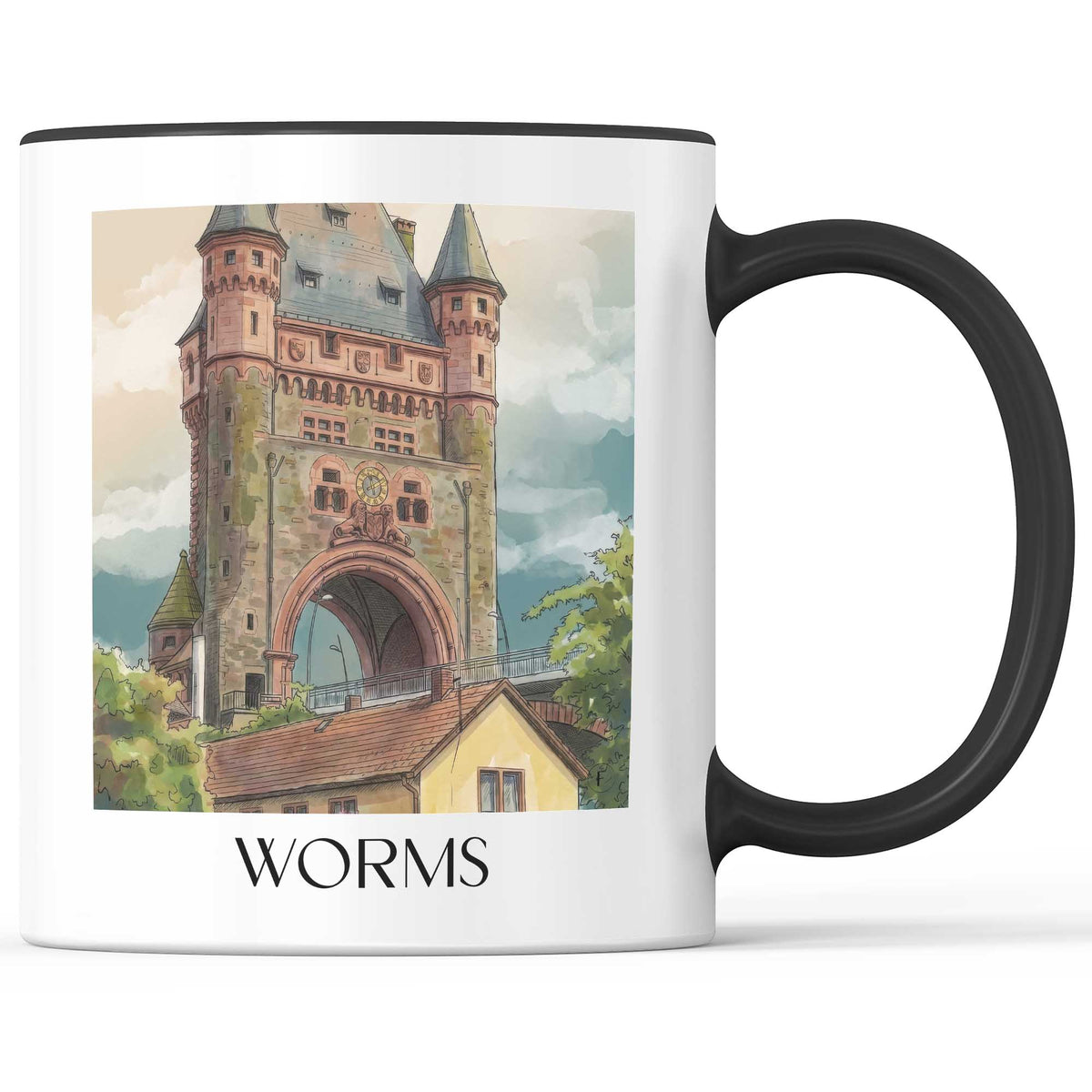 worms-rheinland-pfalz-deutschland-kaffeebecher-aquarell