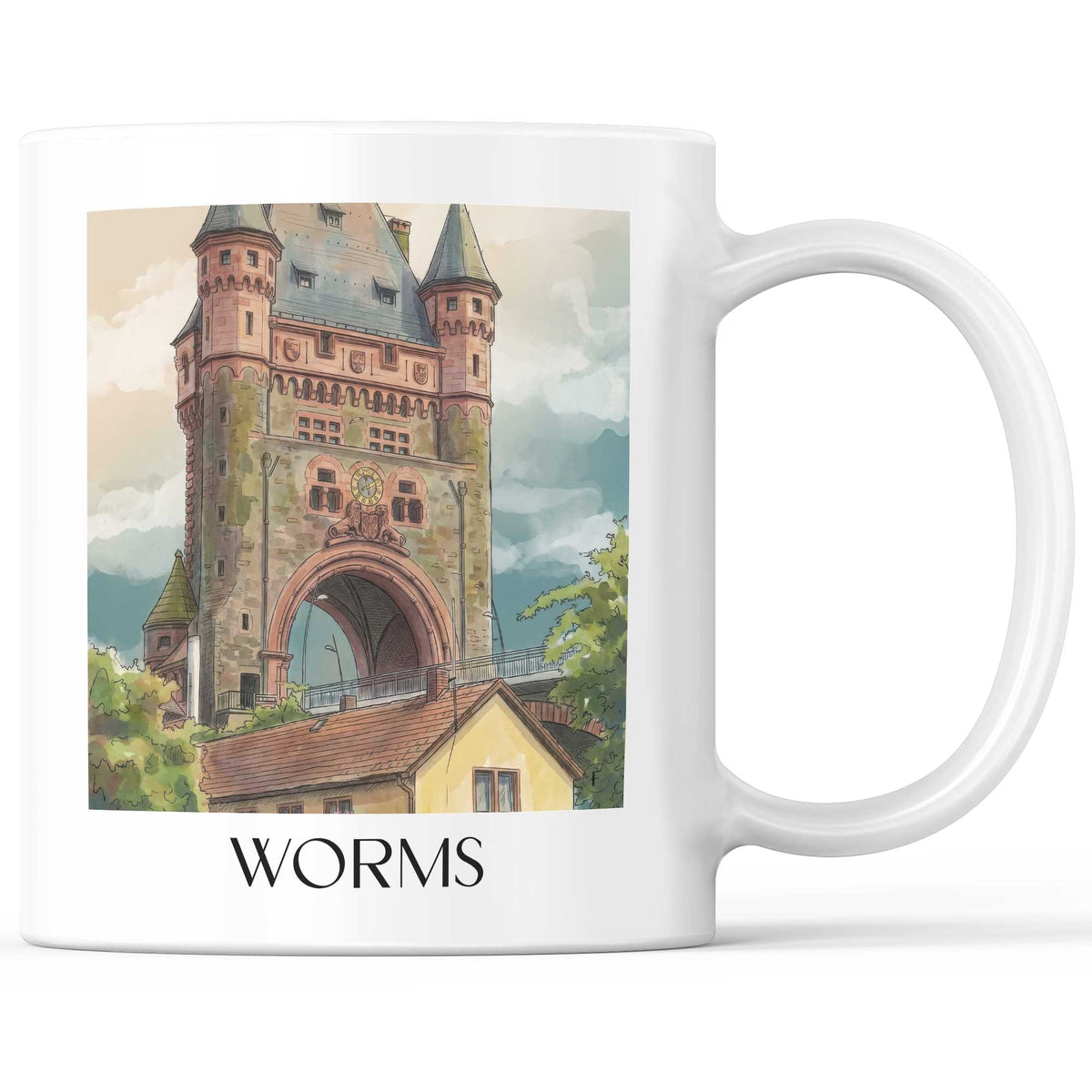 Worms Kaffeebecher - Rheinland-Pfalz - Deutschland Becher - Kaffeetasse im Aquarell Stil - favplace
