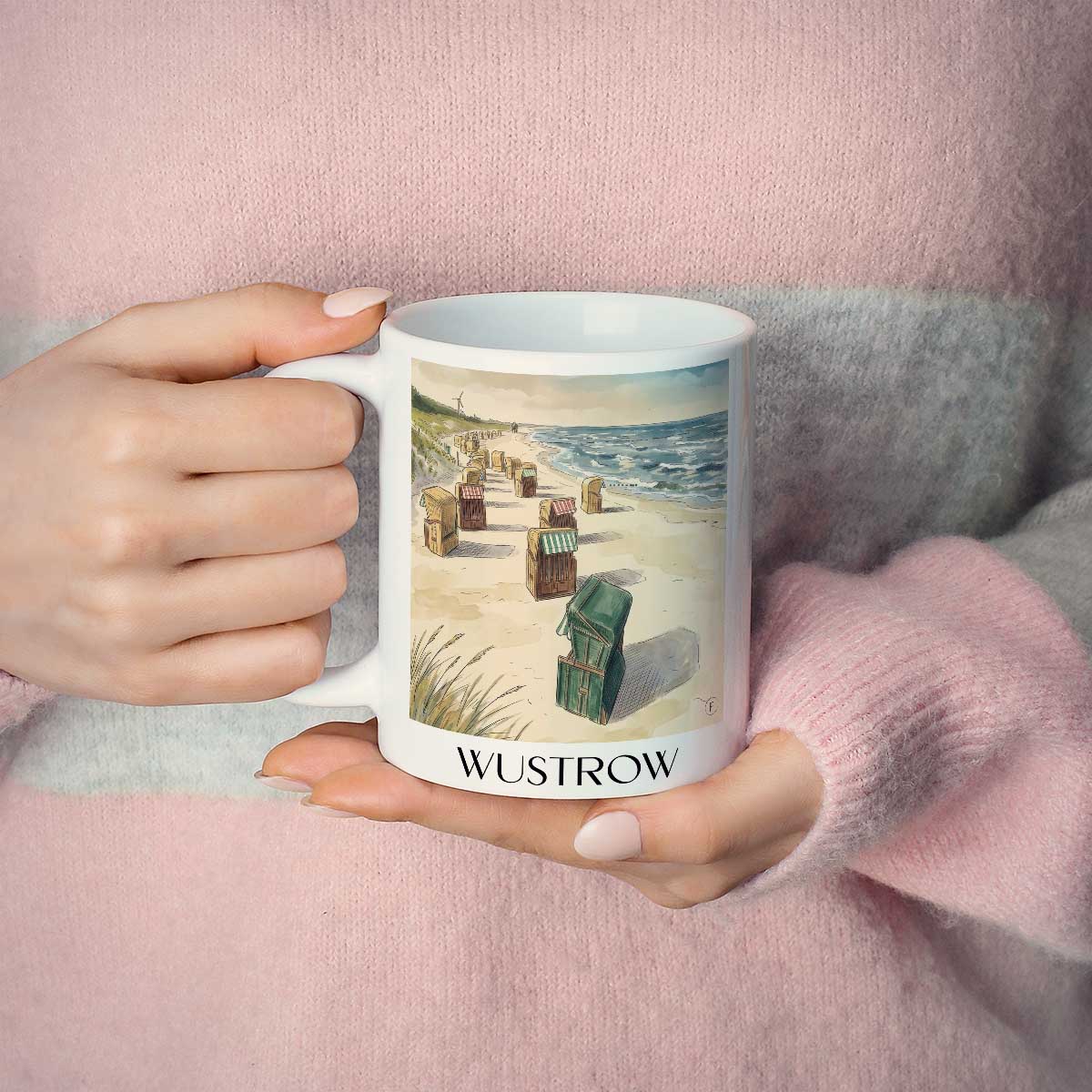 wustrow-mecklenburg-vorpommern-deutschland-kaffeebecher-aquarell