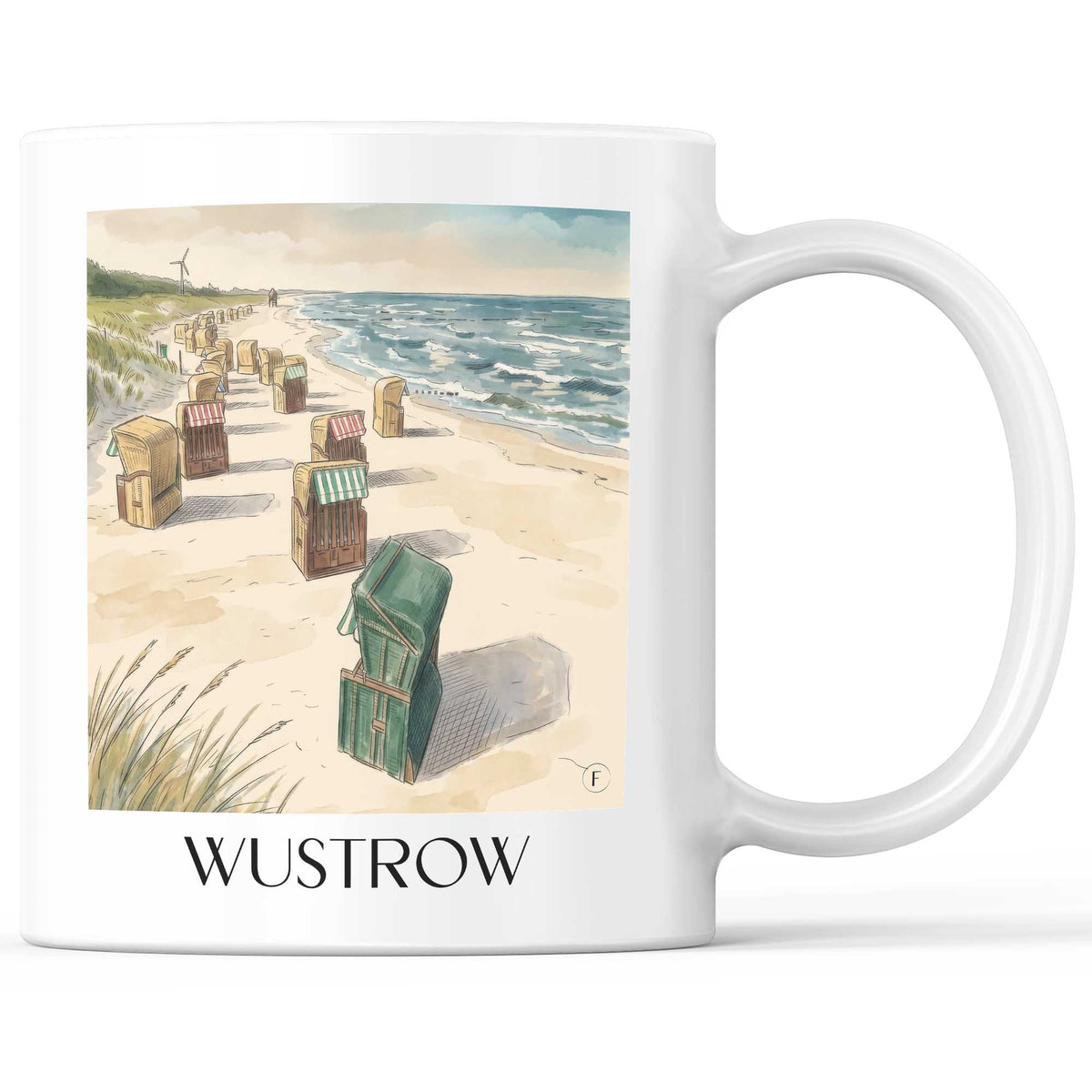 Wustrow Kaffeebecher - Mecklenburg-Vorpommern - Deutschland Becher - Kaffeetasse im Aquarell Stil - favplace