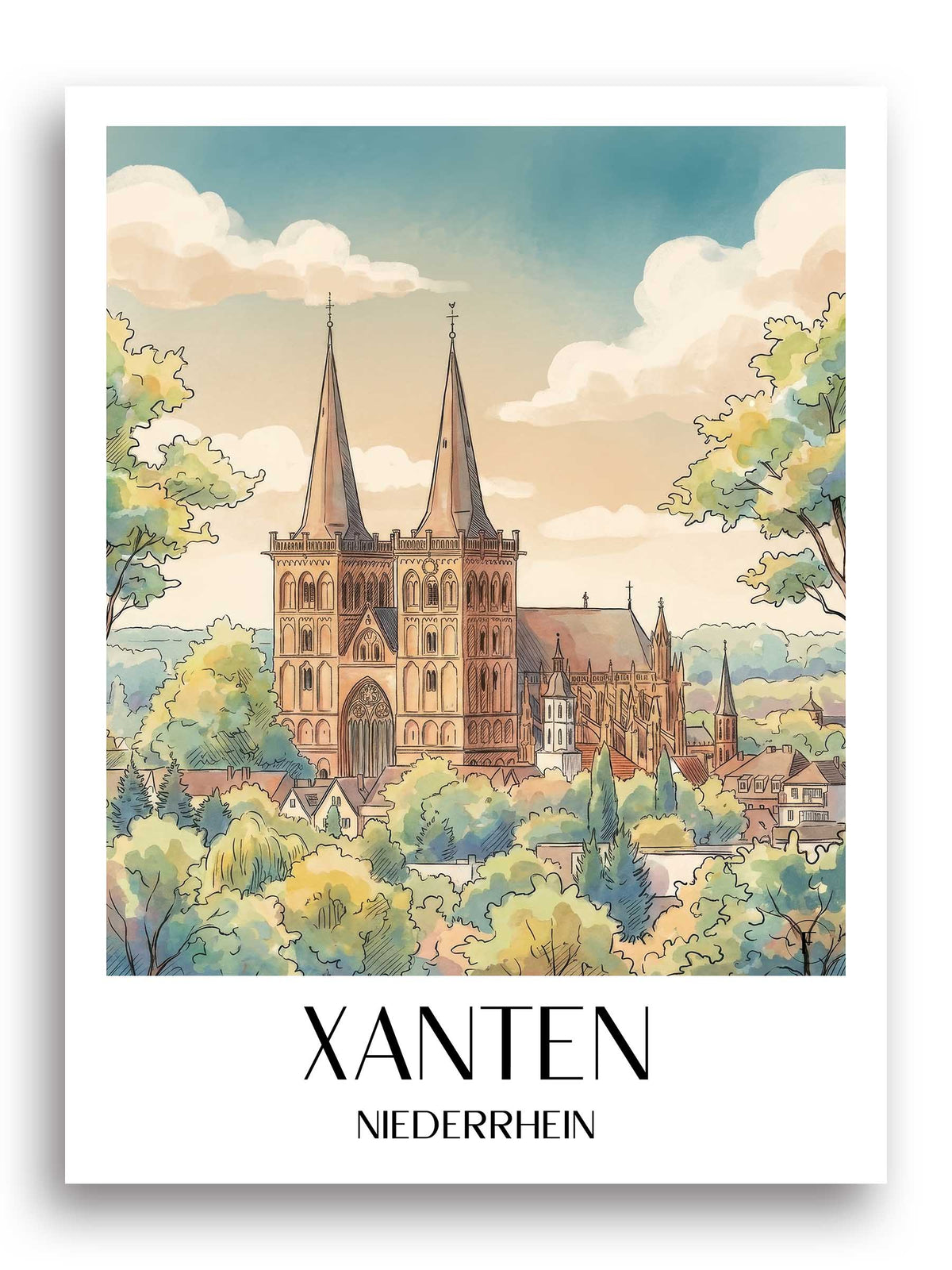 xanten-niederrhein-deutschland-poster-aquarell