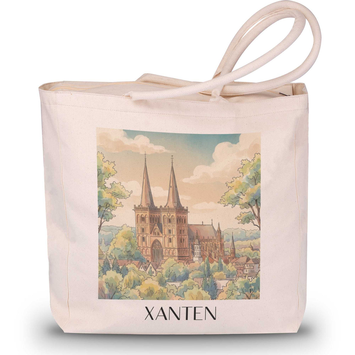 xanten-niederrhein-deutschland-einkaufstasche-aquarell