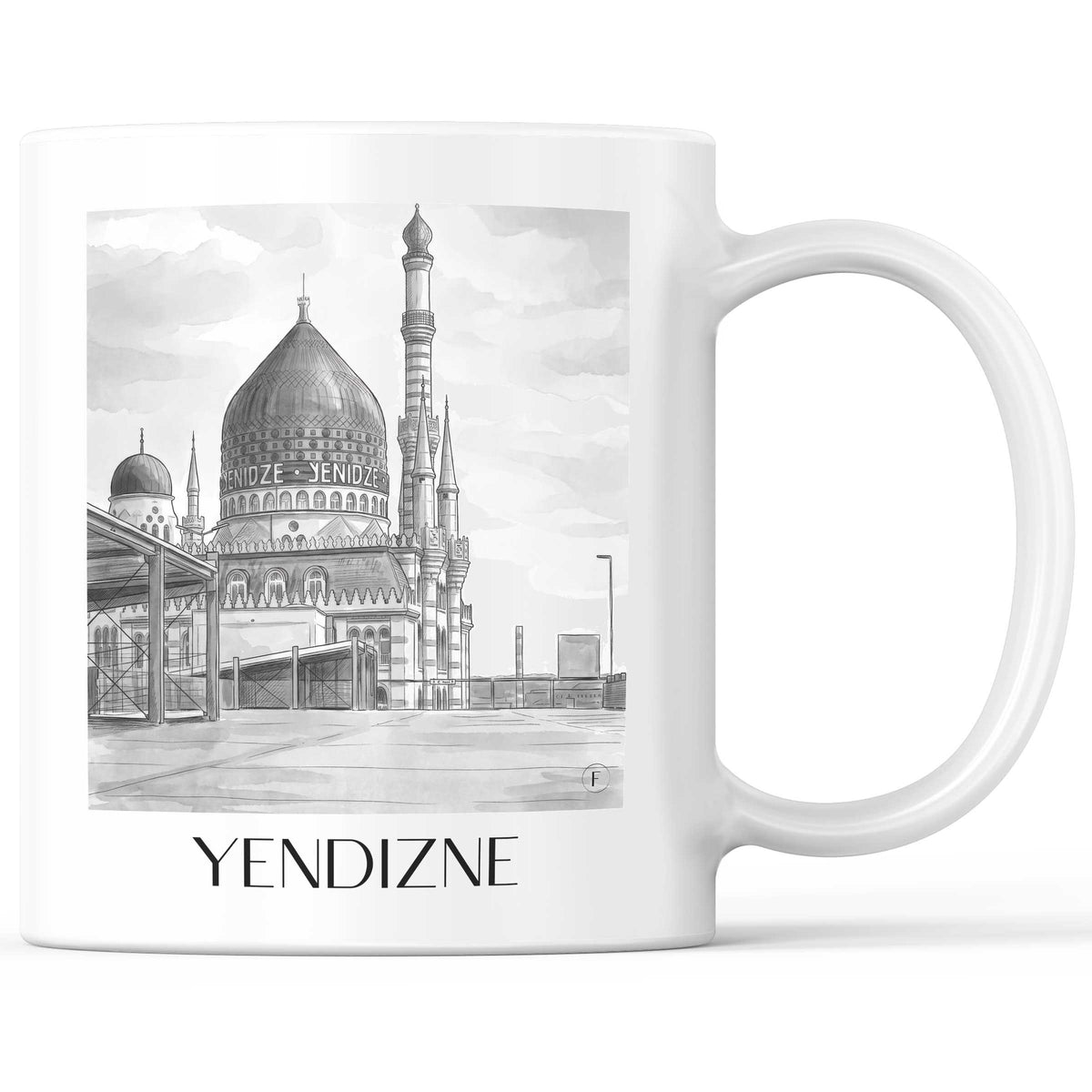 Yendizne Kaffeebecher - Dresden - Deutschland Becher - Kaffeetasse im Aquarell Schwarz-Weiß Stil - favplace