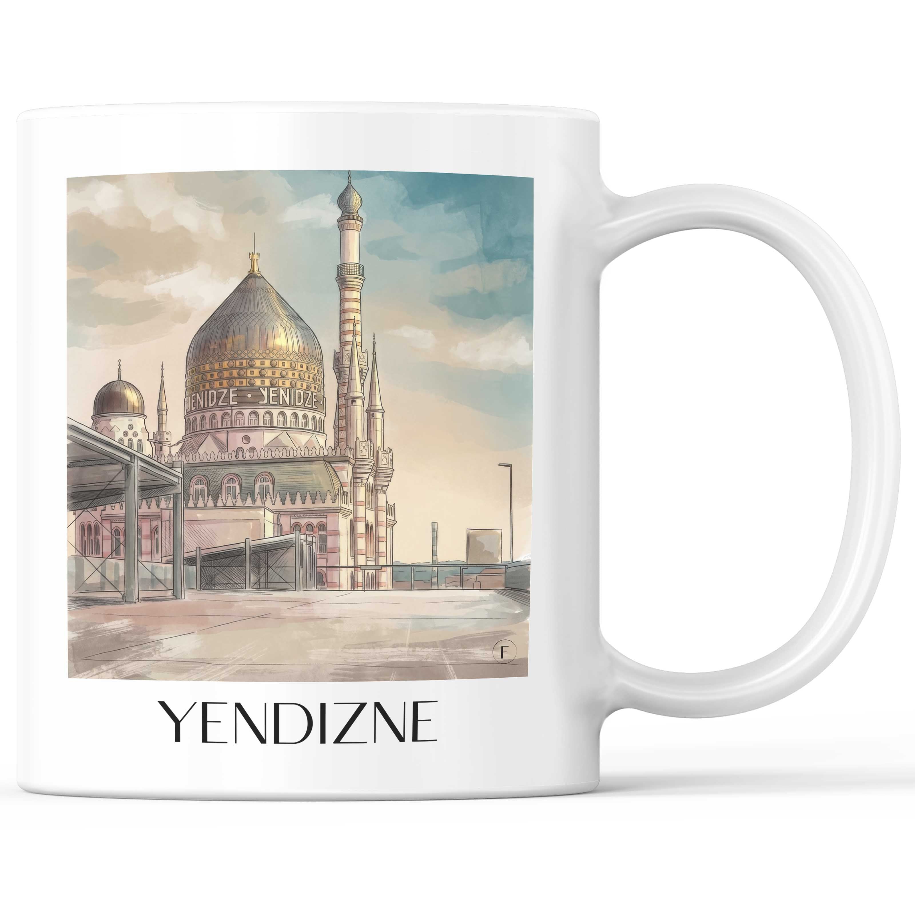 Yendizne Kaffeebecher - Dresden - Deutschland Becher - Kaffeetasse im Aquarell Stil - favplace