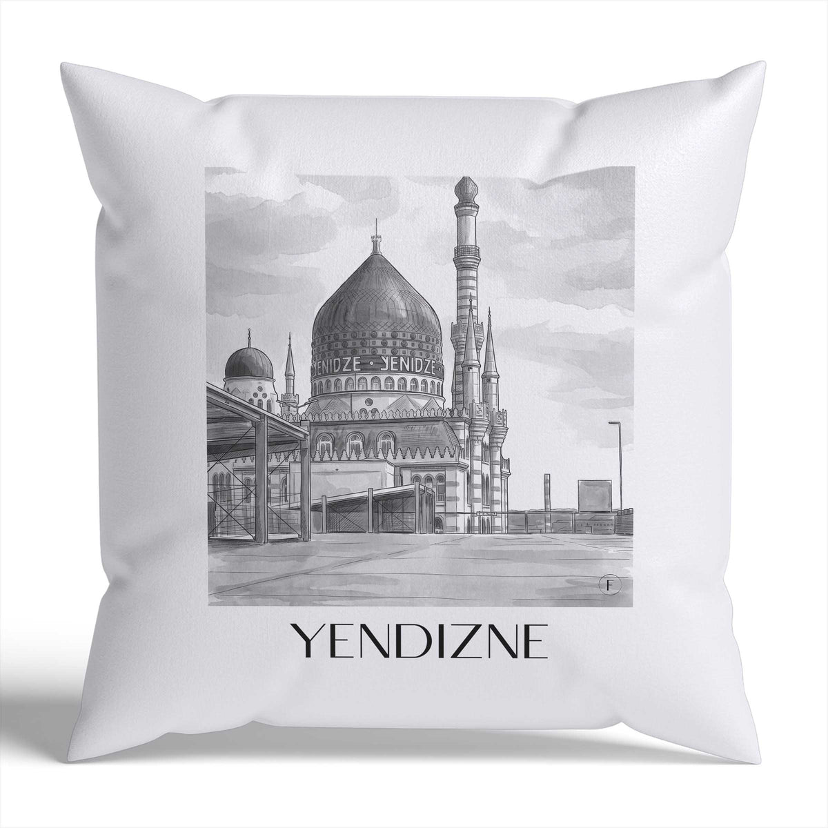 Yendizne Kissenhülle - Zierkissen Bezug - Dresden - Deutschland Kissen bzw. Kissenbezug im Aquarell Schwarz-Weiß Stil - favplace