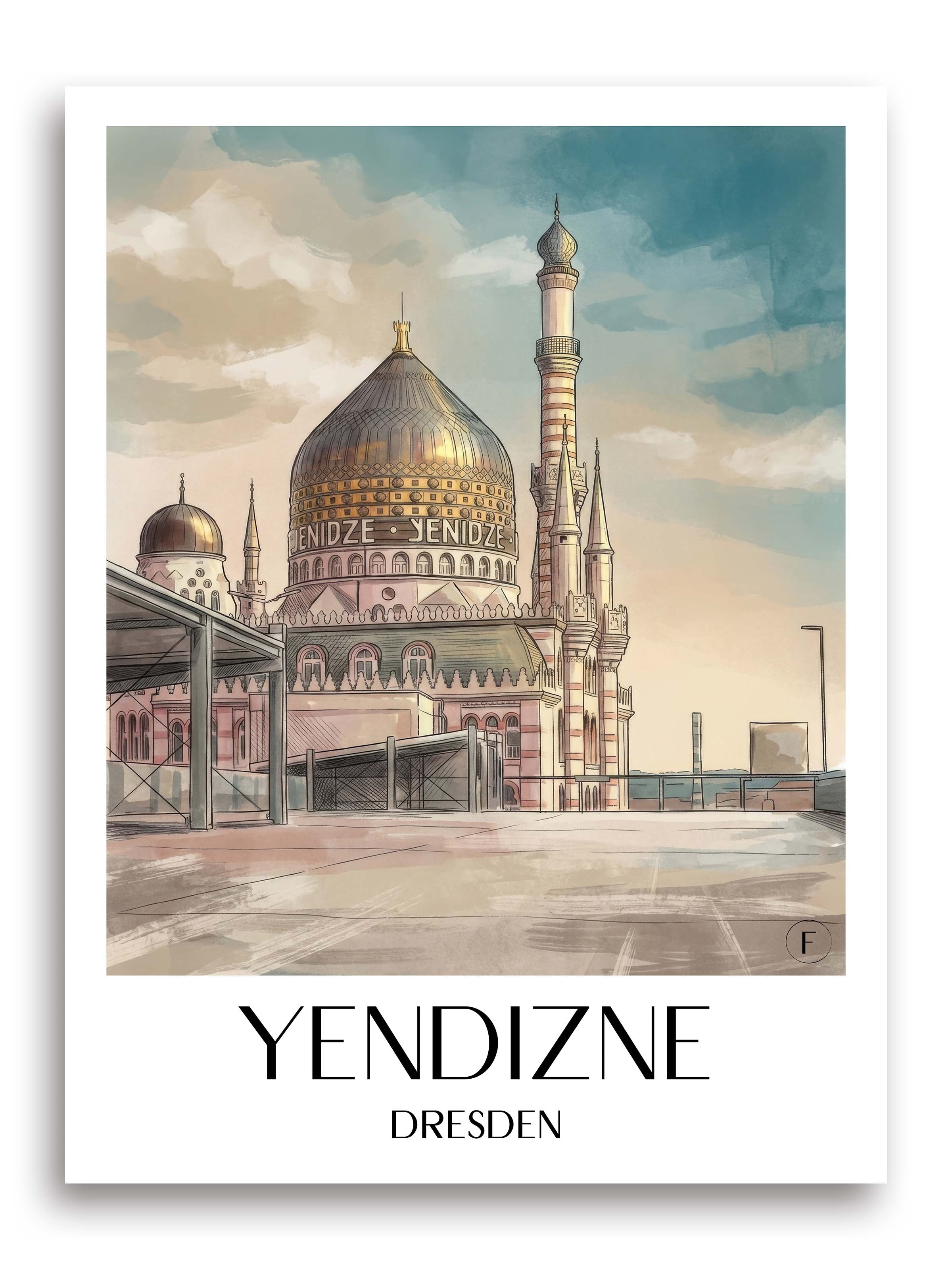 Yendizne Poster - Dresden - Deutschland Kunstdruck - Aquarell von A4 bis A1 - favplace