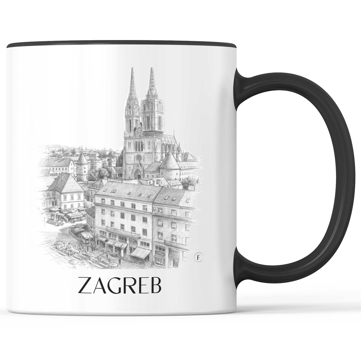 Zagreb - Kroatien Becher - Kaffeetasse im Zeichnung Stil - favplace