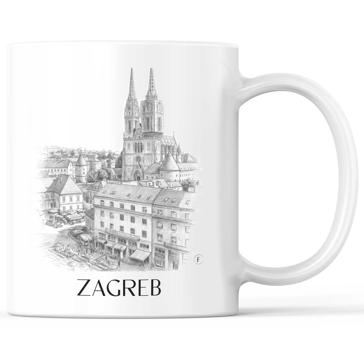 Zagreb - Kroatien Becher - Kaffeetasse im Zeichnung Stil - favplace