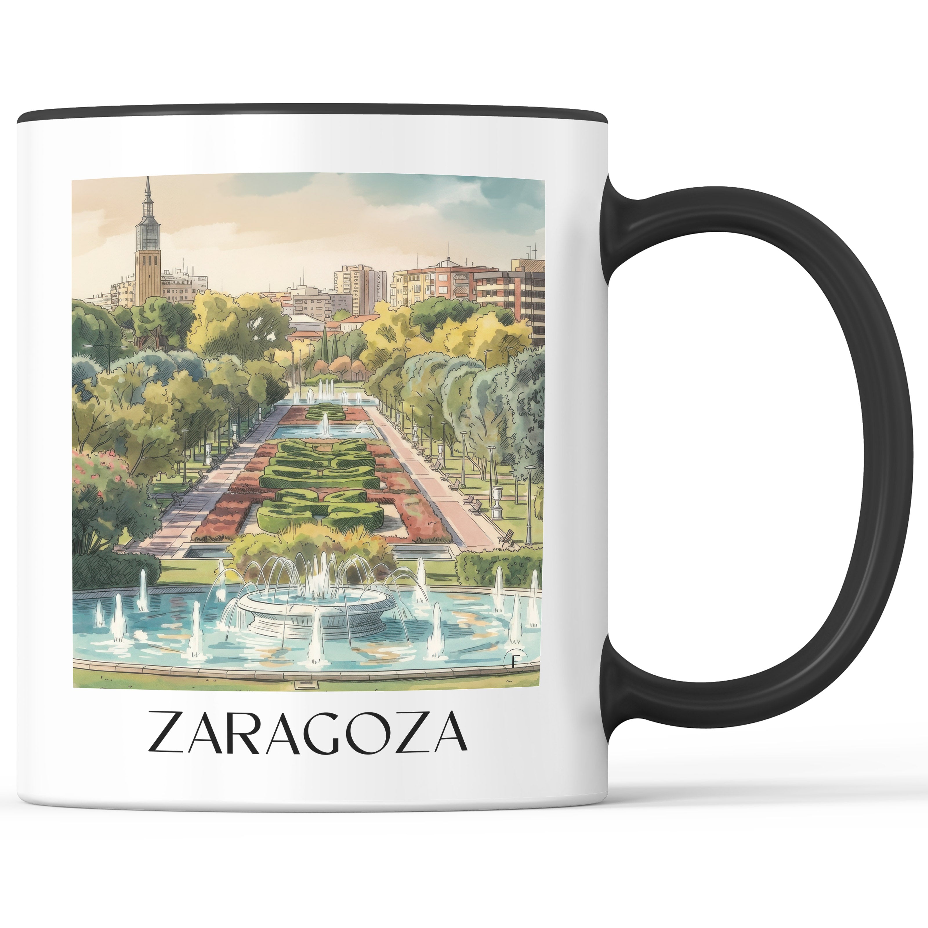 zaragoza-spanien-spanien-kaffeebecher-aquarell