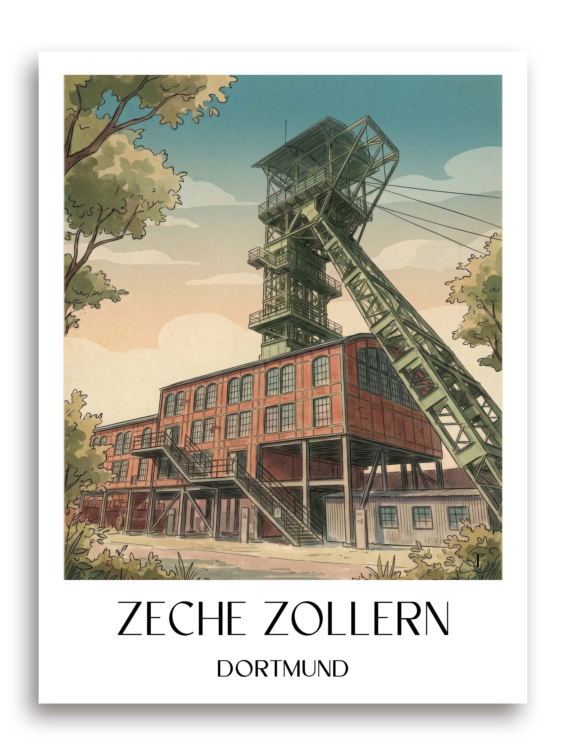 zeche-zollern-dortmund-deutschland-poster-aquarell