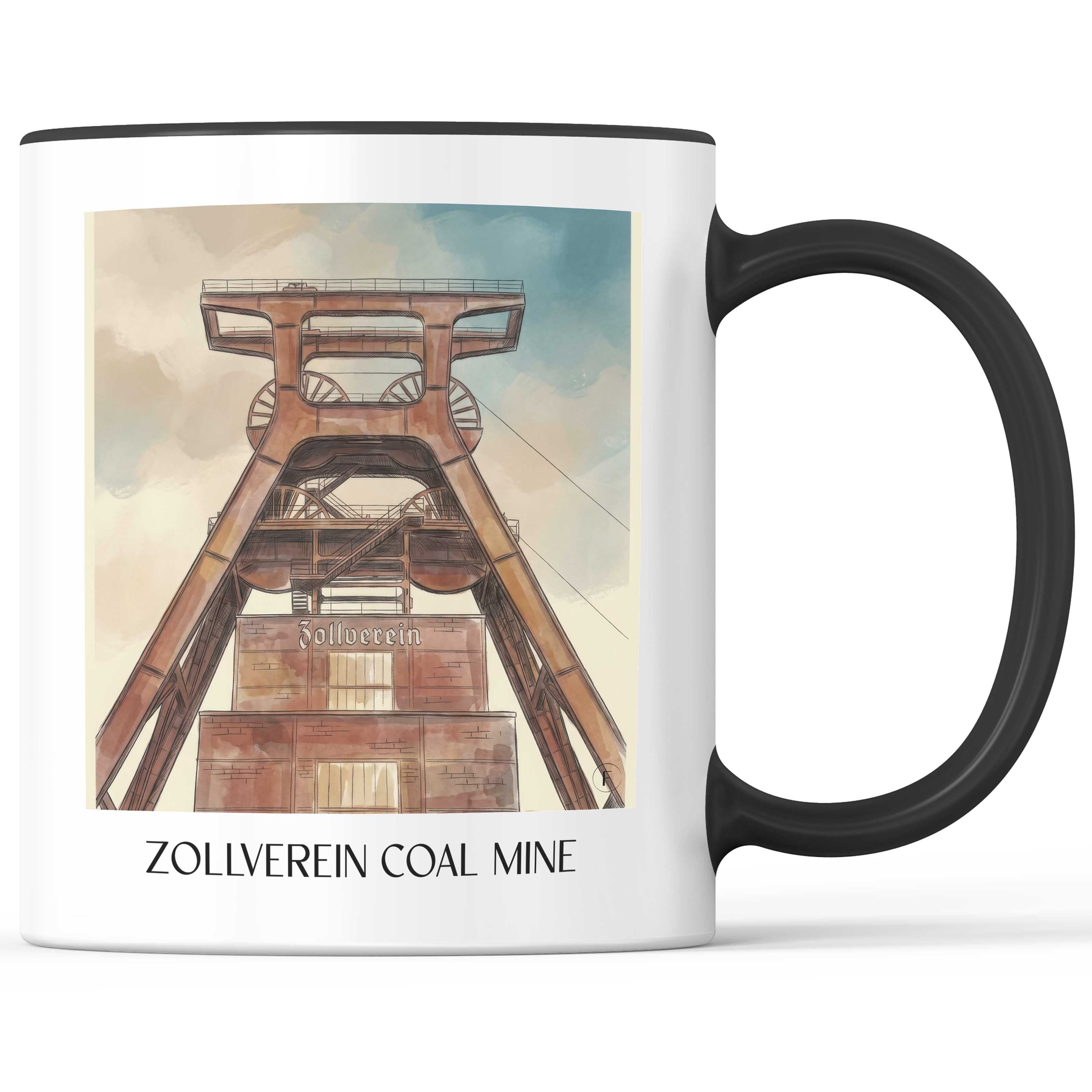 Zeche Zollverein Kaffeebecher - Essen - Deutschland Becher - Kaffeetasse im Aquarell Stil - favplace