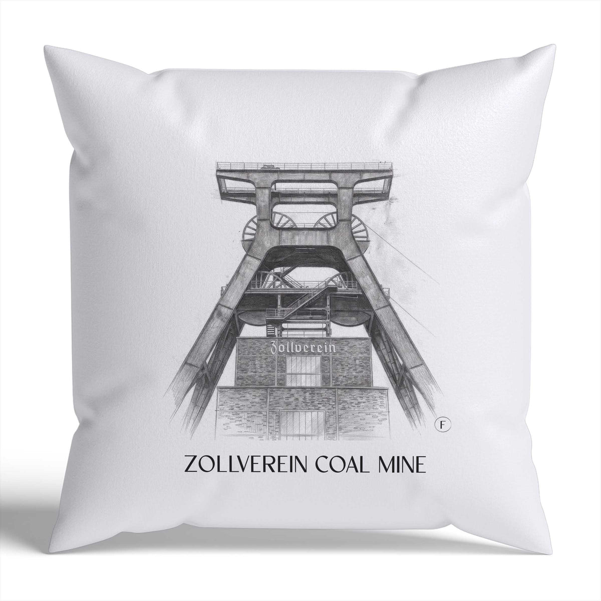 Zeche Zollverein Kissenhülle - Zierkissen Bezug - Essen - Deutschland Kissen bzw. Kissenbezug im Zeichnung Stil - favplace