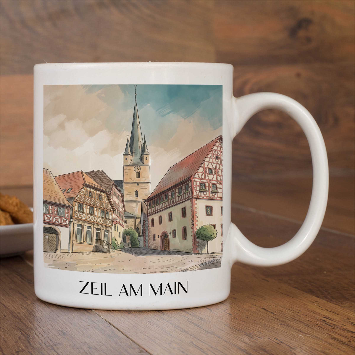 zeil-am-main-mainfranken-deutschland-kaffeebecher-aquarell