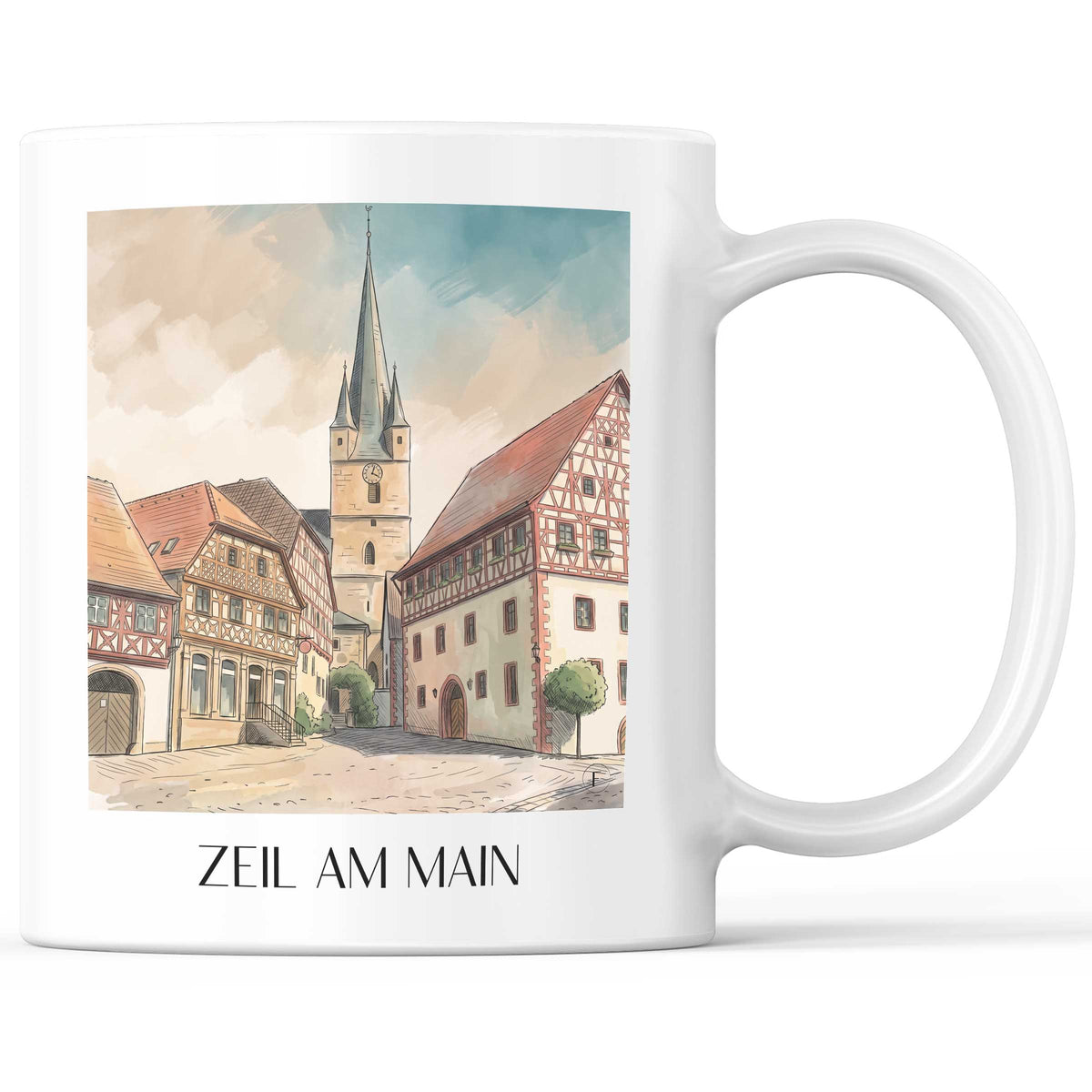 Zeil Am Main Kaffeebecher - Mainfranken - Deutschland Becher - Kaffeetasse im Aquarell Stil - favplace
