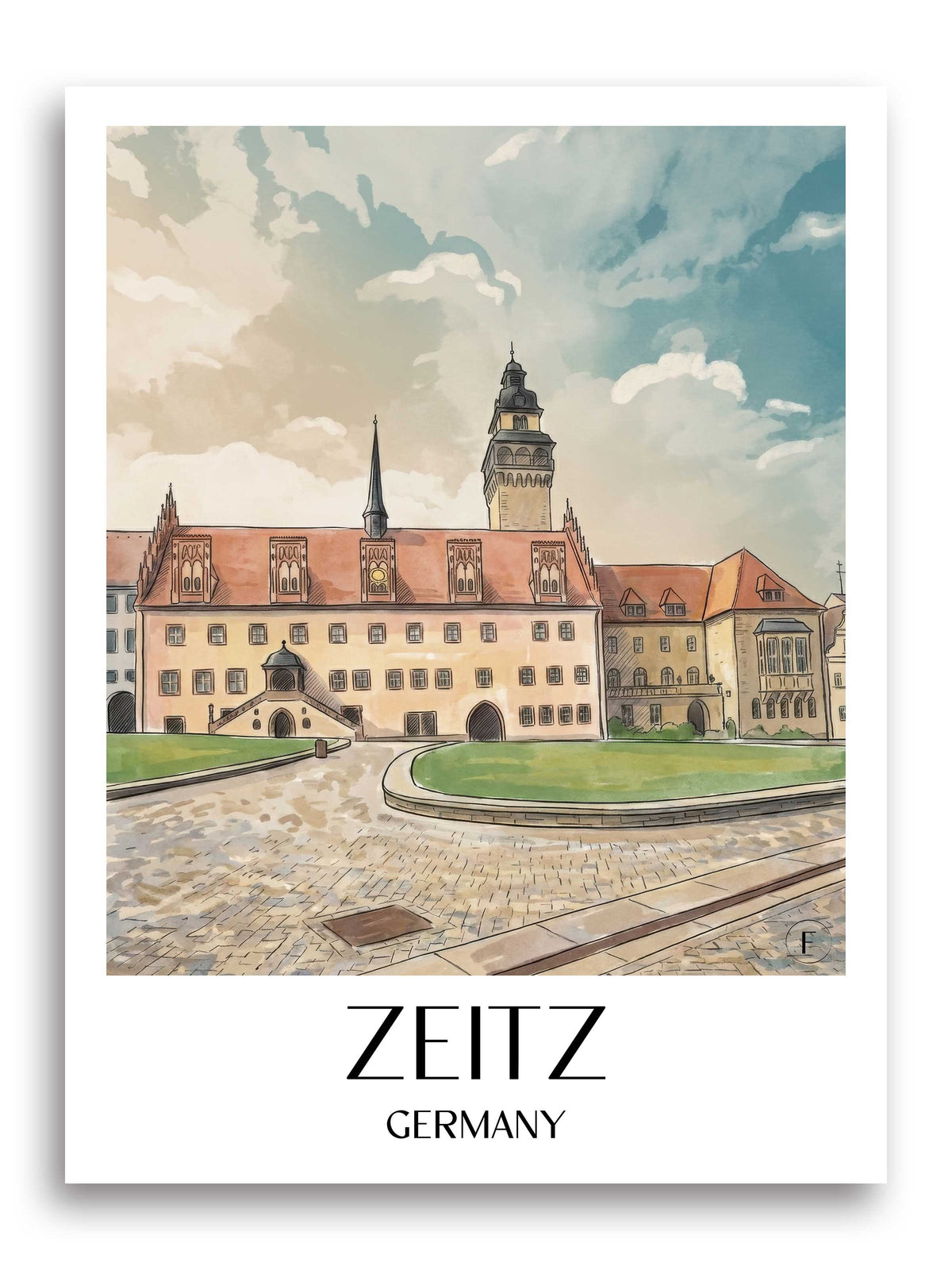 Zeitz Poster - Burgenland - Deutschland Kunstdruck - Aquarell von A4 bis A1 - favplace