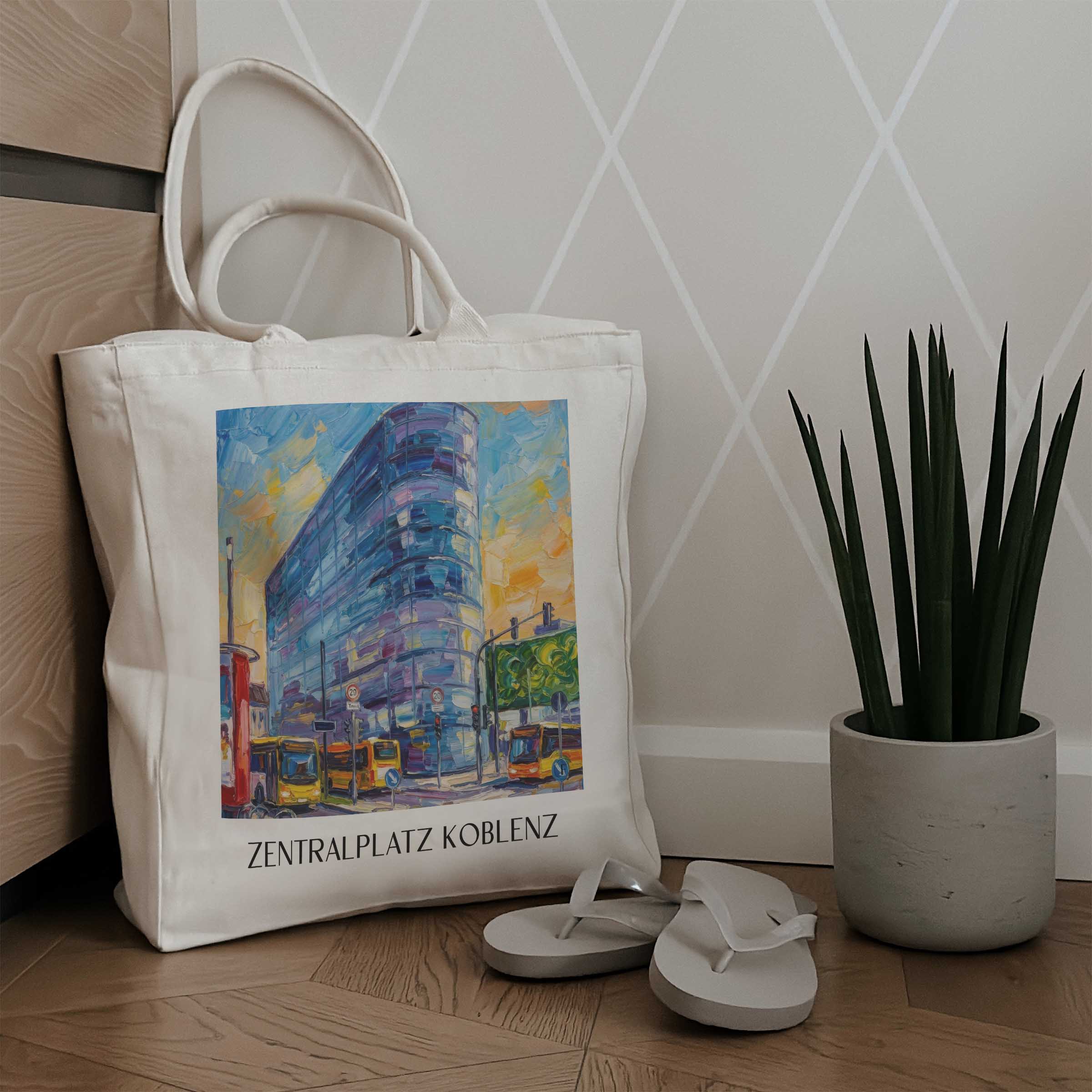zentralplatz-koblenz-deutschland-einkaufstasche-oil-painting-oelgemaelde
