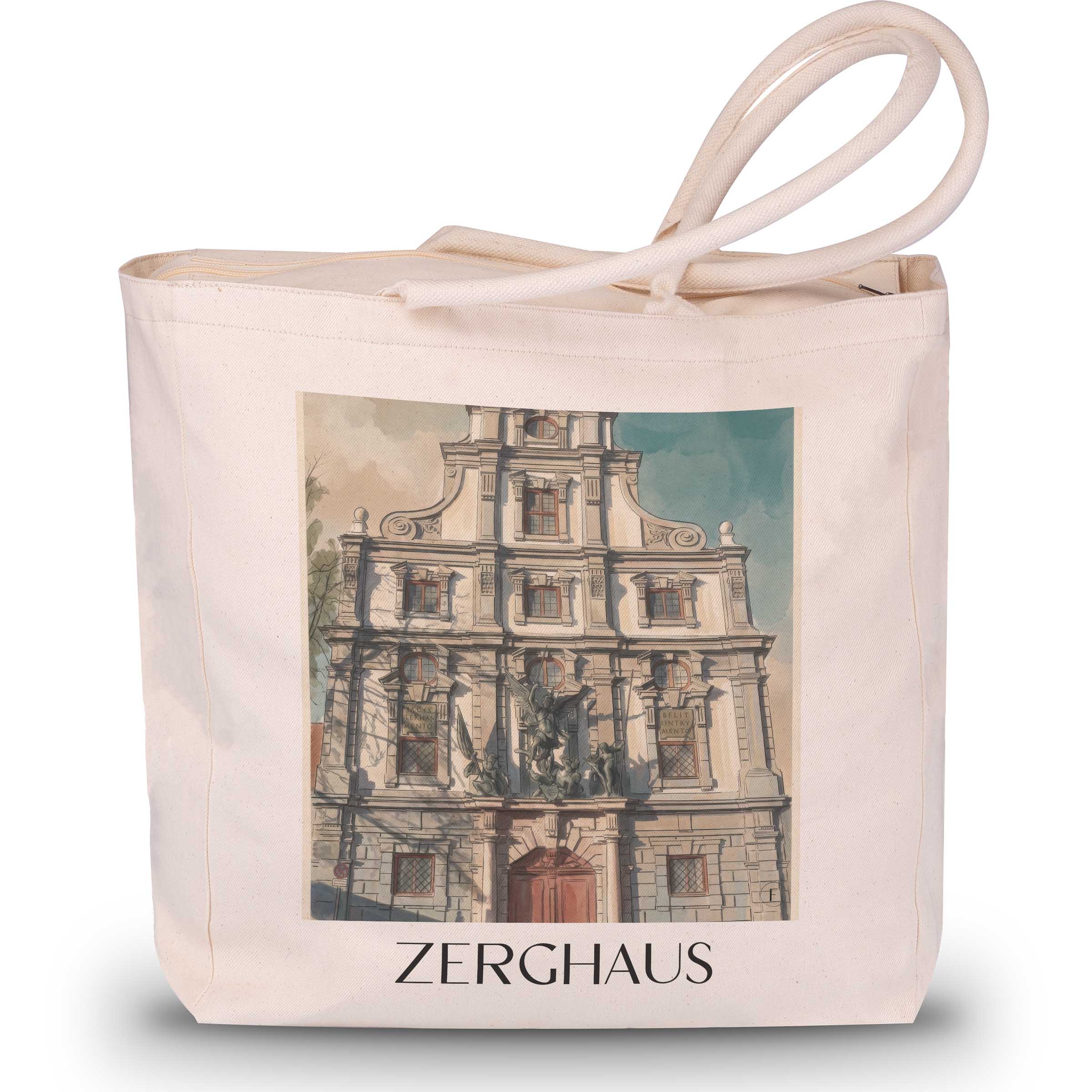 Zerghaus Shopping Tasche - Augsburg - Deutschland Tote Bag - Einkaufstasche im Aquarell Stil - favplace