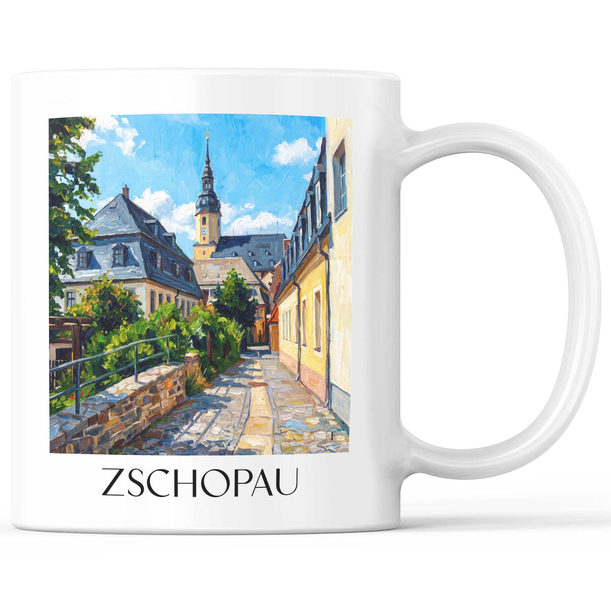 Zschopau Kaffeebecher - Erzgebirge - Deutschland Becher - Kaffeetasse im Ölgemälde Stil - favplace