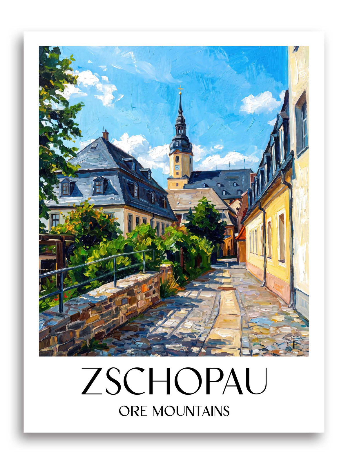 Zschopau Poster - Erzgebirge - Deutschland Kunstdruck - Ölgemälde von A4 bis A1 - favplace