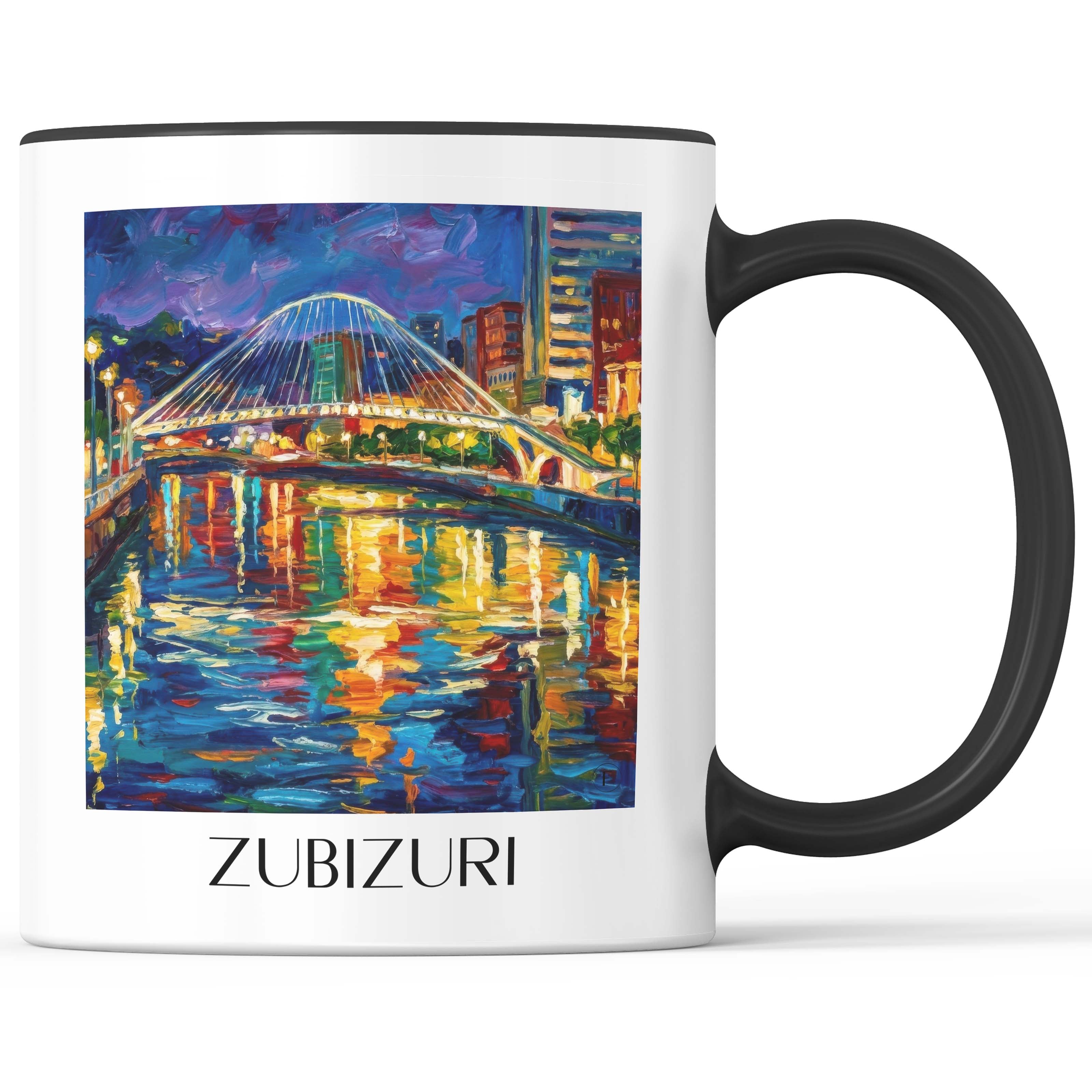 Zubizuri Kaffeebecher - Bilbao - Spanien Becher - Kaffeetasse im Ölgemälde Stil - favplace