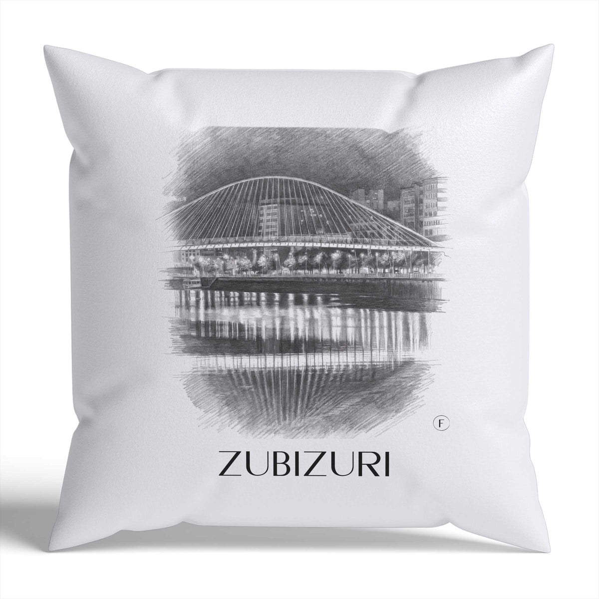 Zubizuri Kissenhülle - Zierkissen Bezug - Bilbao - Spanien Kissen bzw. Kissenbezug im Zeichnung Stil - favplace