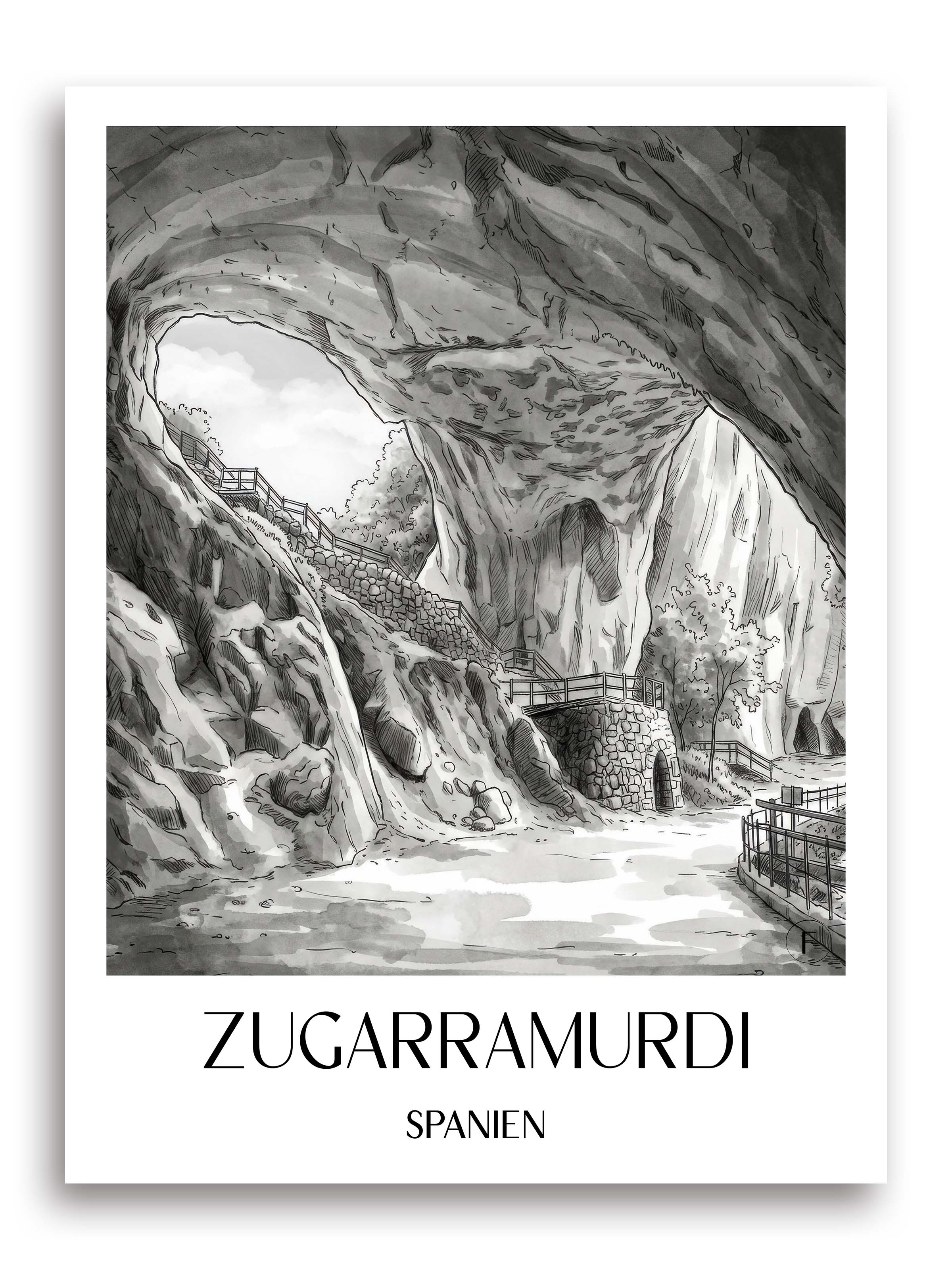 zugarramurdi-spanien-spanien-poster-aquarell-schwarz-weiss