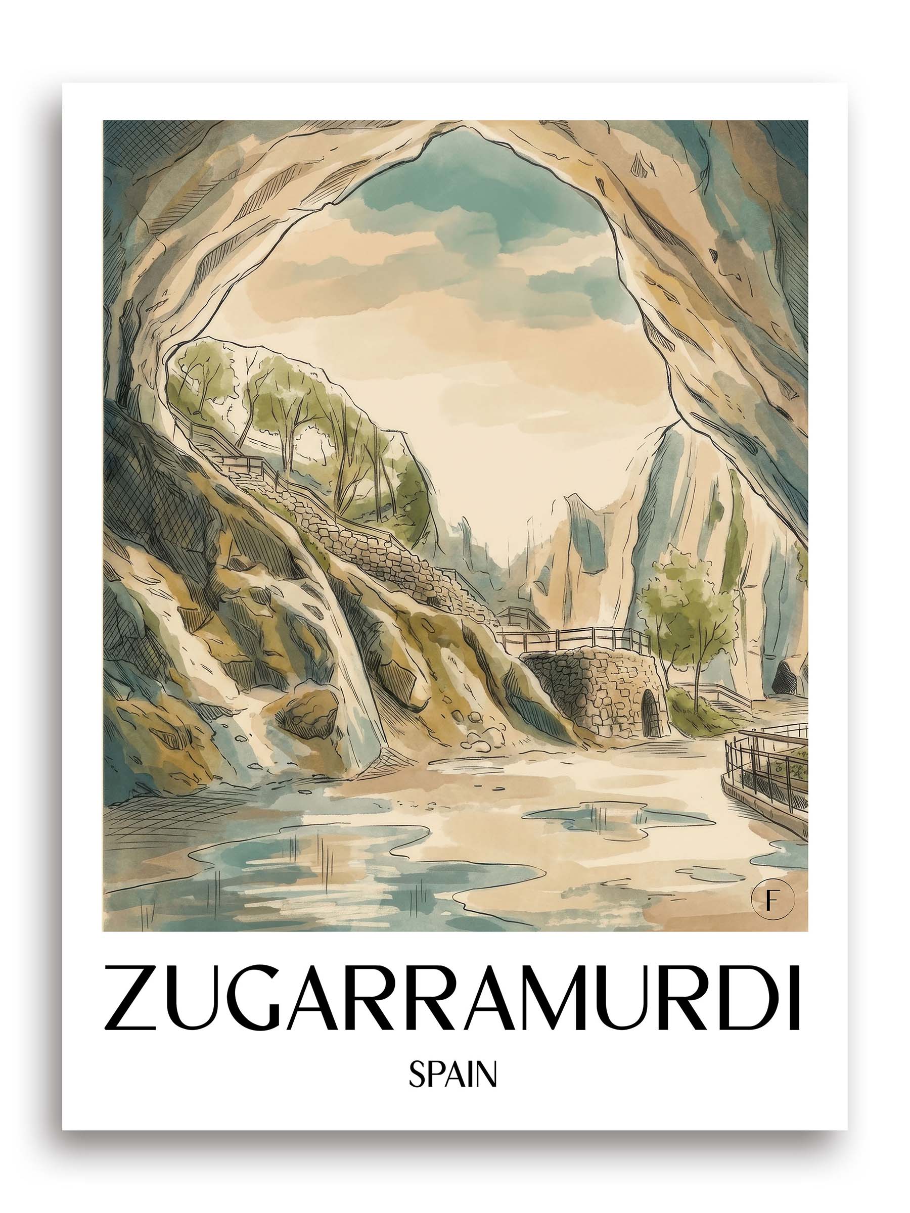 Zugarramurdi Poster - Spanien - Spanien Kunstdruck - Aquarell von A4 bis A1 - favplace