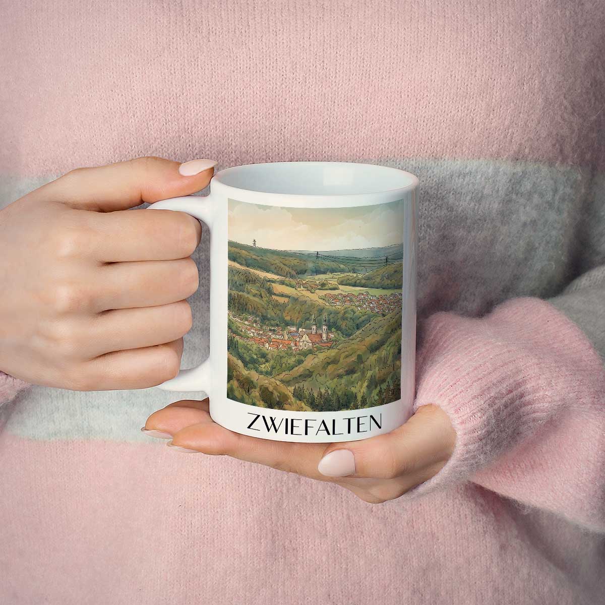 zwiefalten-schwäbische-alb-deutschland-kaffeebecher-aquarell