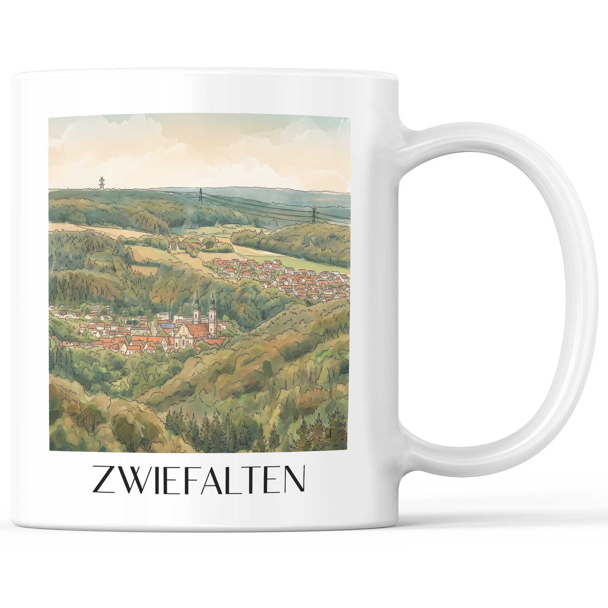 Zwiefalten Kaffeebecher - Schwäbische Alb - Deutschland Becher - Kaffeetasse im Aquarell Stil - favplace