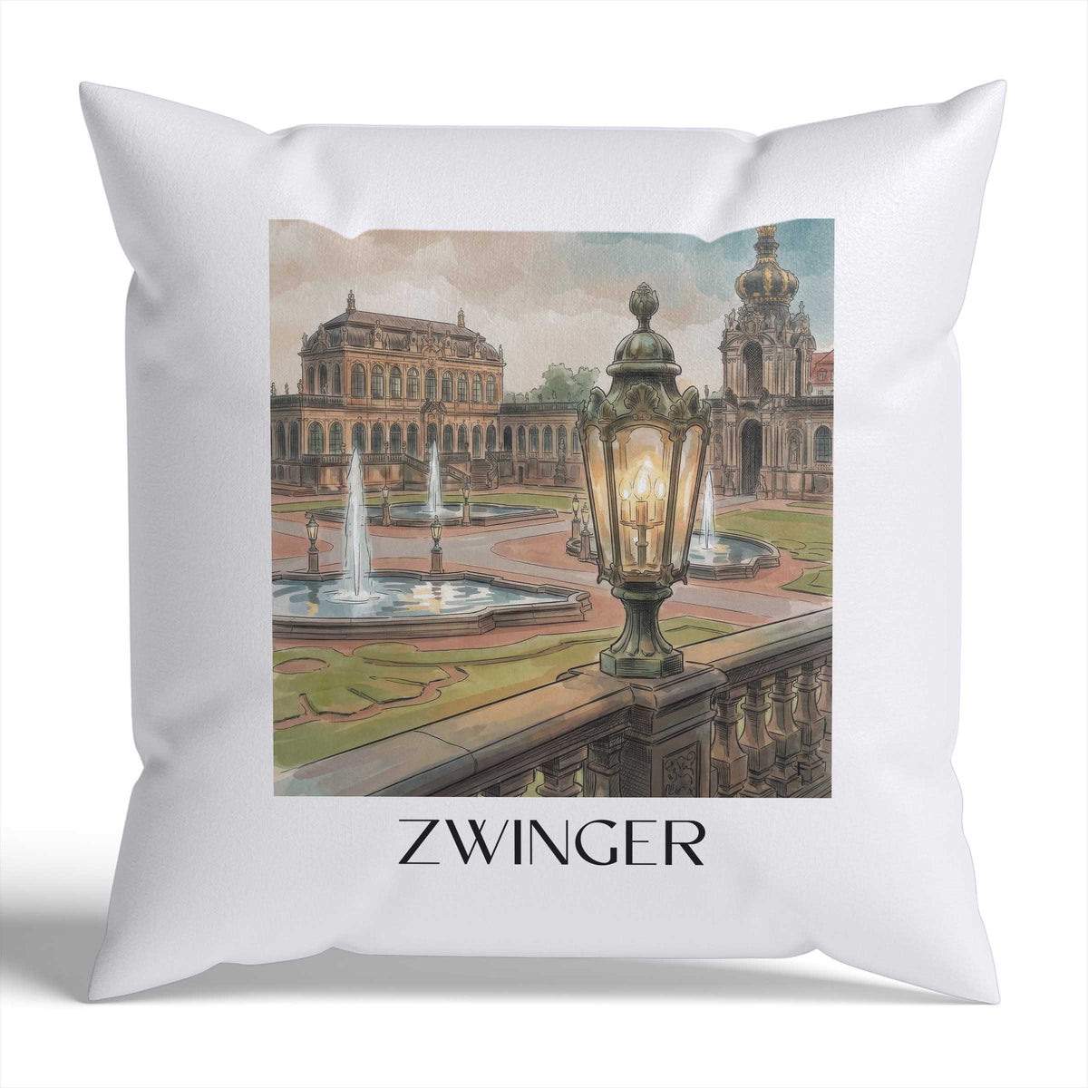 Zwinger Kissenhülle - Zierkissen Bezug - Dresden - Deutschland Kissen bzw. Kissenbezug im Aquarell Stil - favplace
