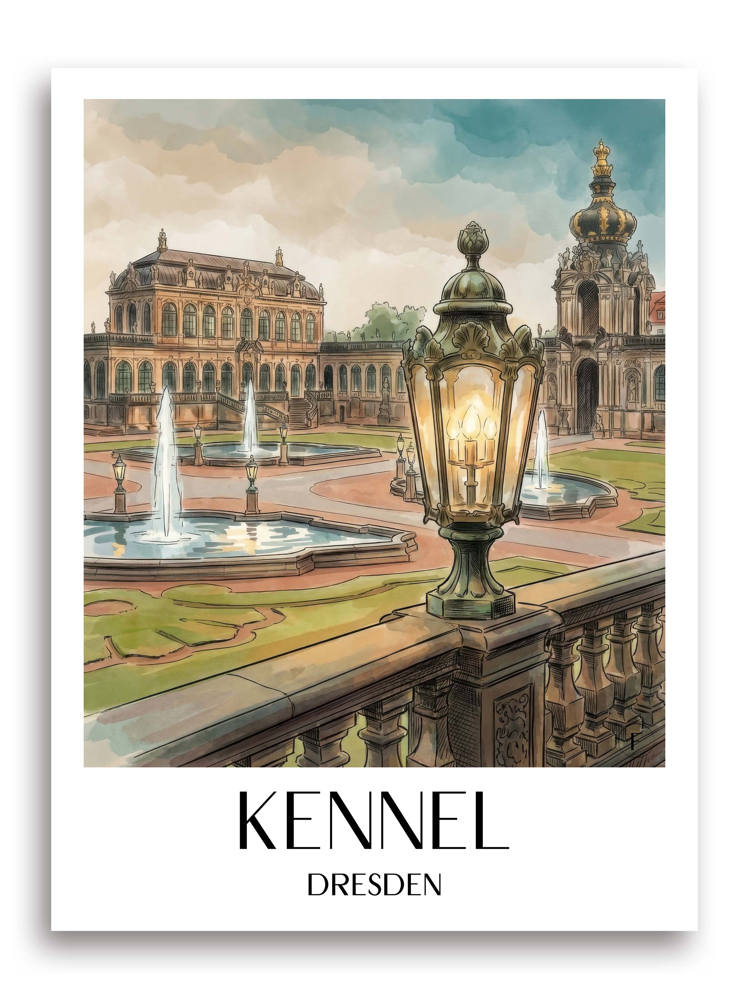 Zwinger Poster - Dresden - Deutschland Kunstdruck - Aquarell von A4 bis A1 - favplace