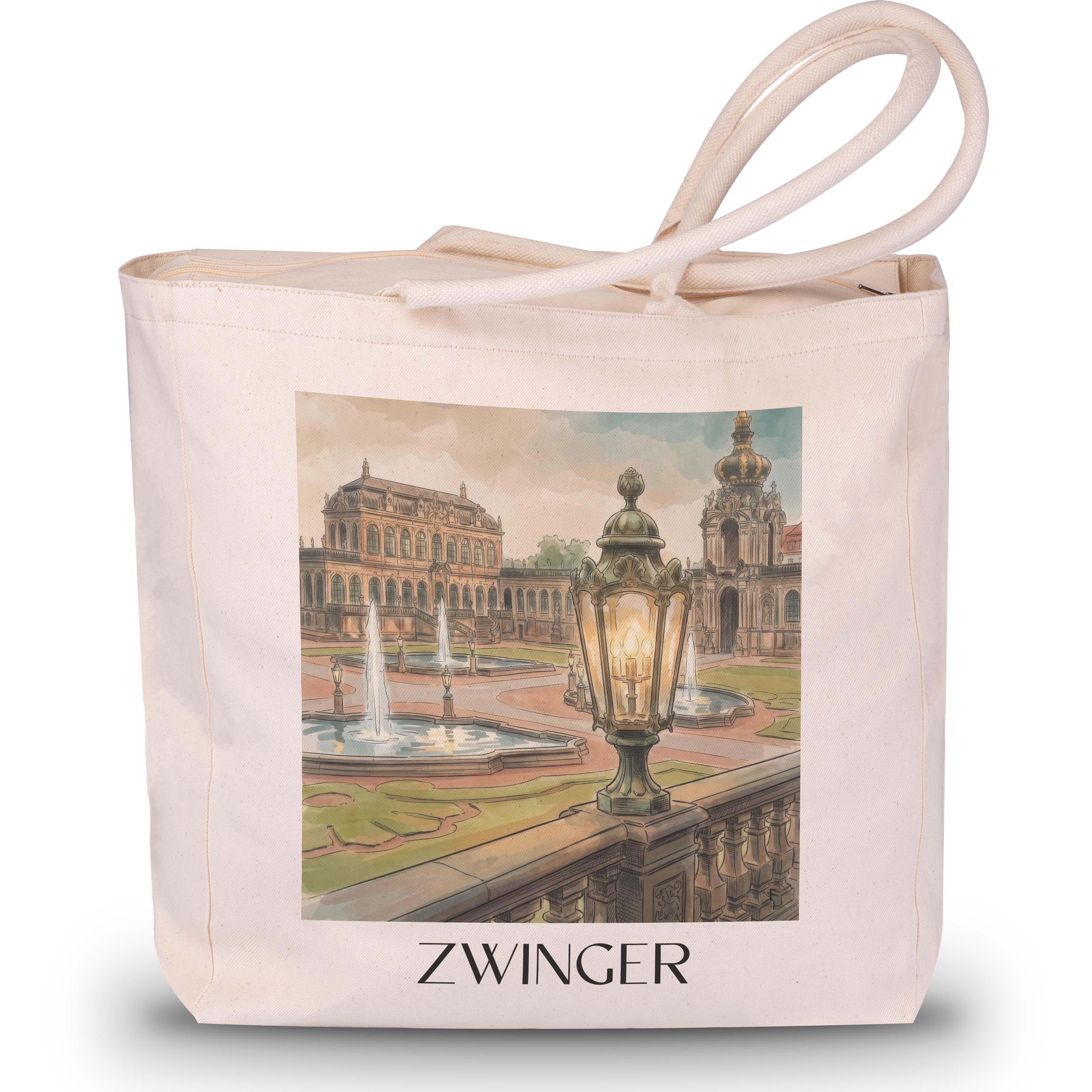 Zwinger Shopping Tasche - Dresden - Deutschland Tote Bag - Einkaufstasche im Aquarell Stil - favplace