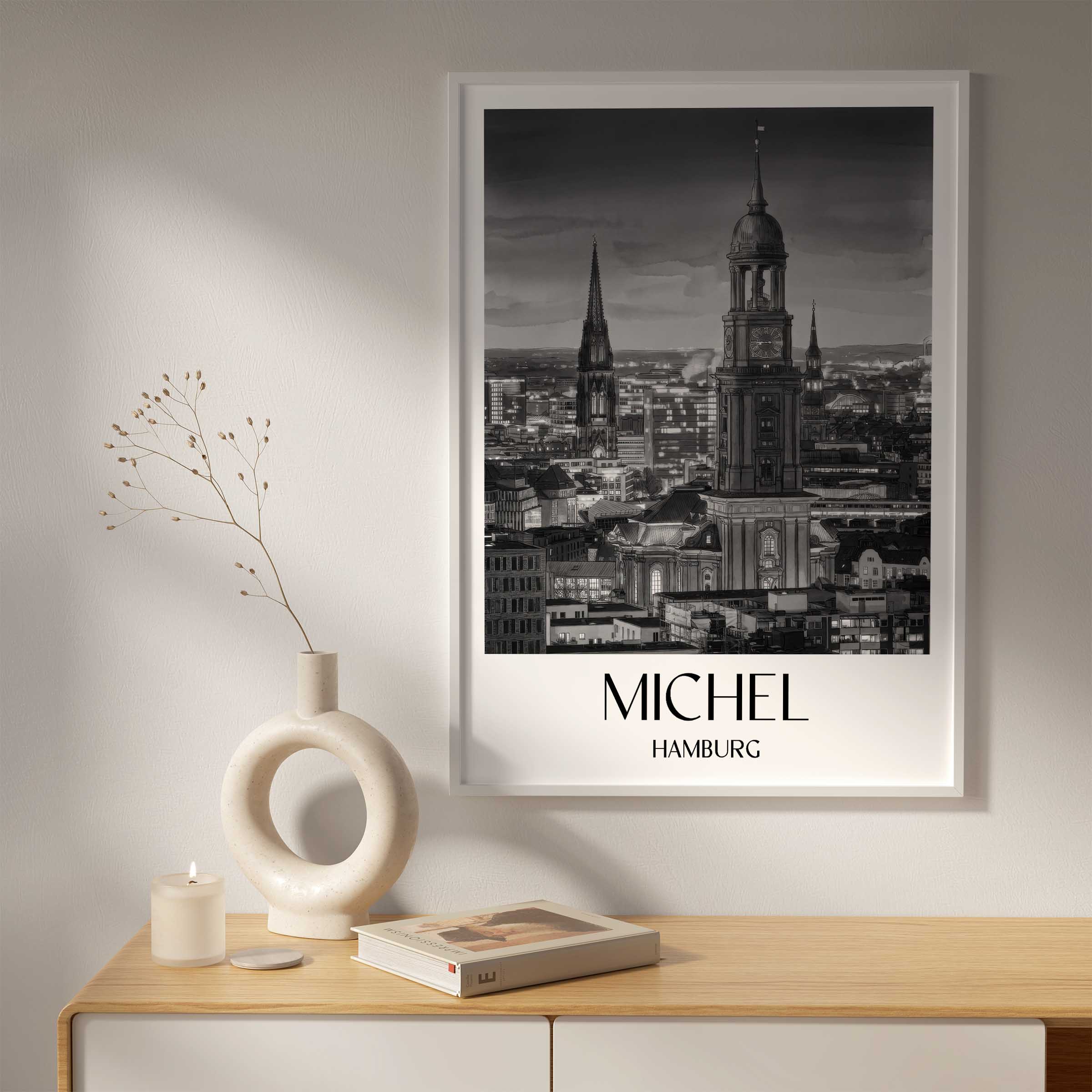 michel-hamburg-deutschland-poster-aquarell-schwarz-weiss