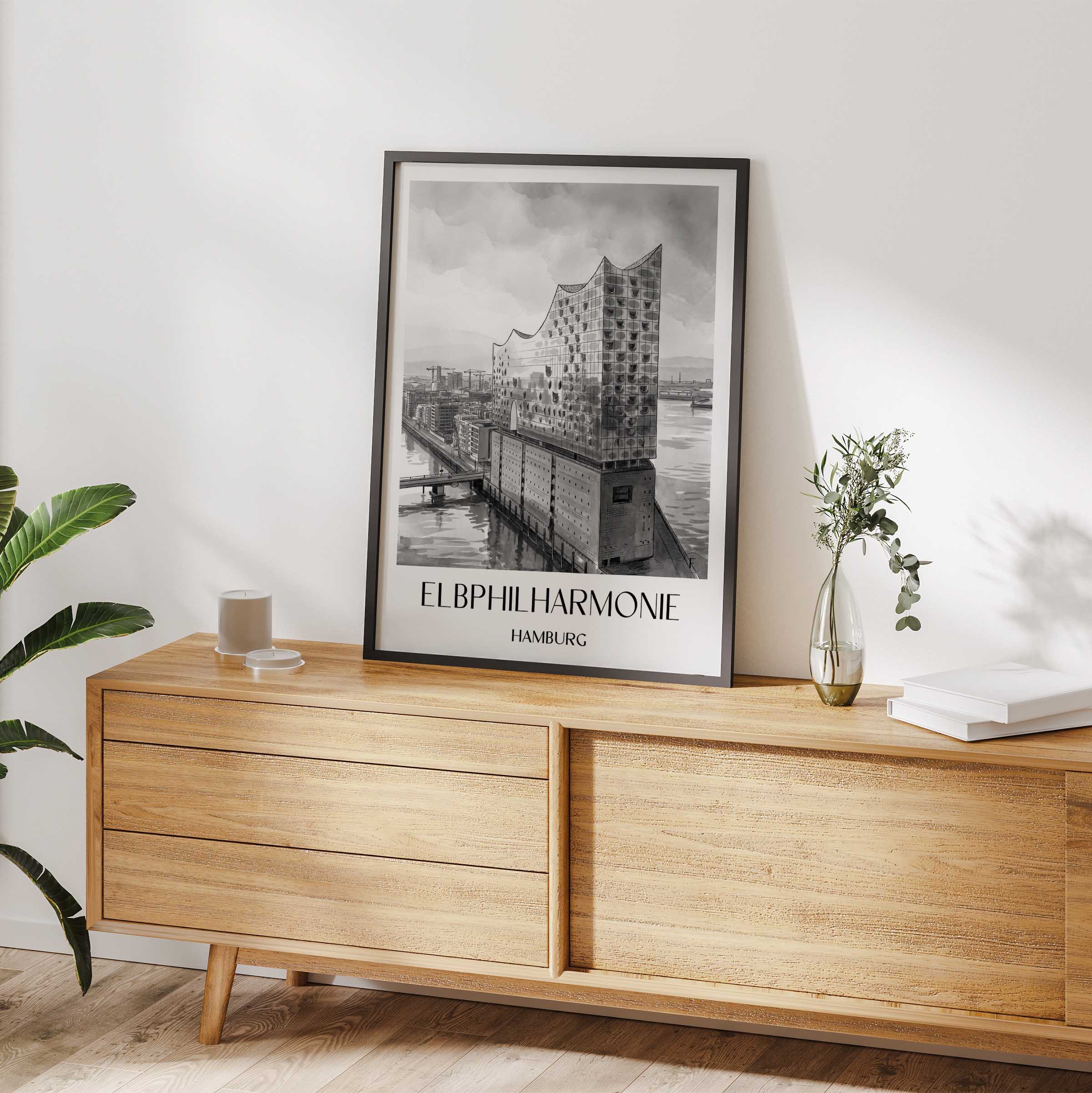 elbphilharmonie-hamburg-deutschland-poster-aquarell-schwarz-weiss