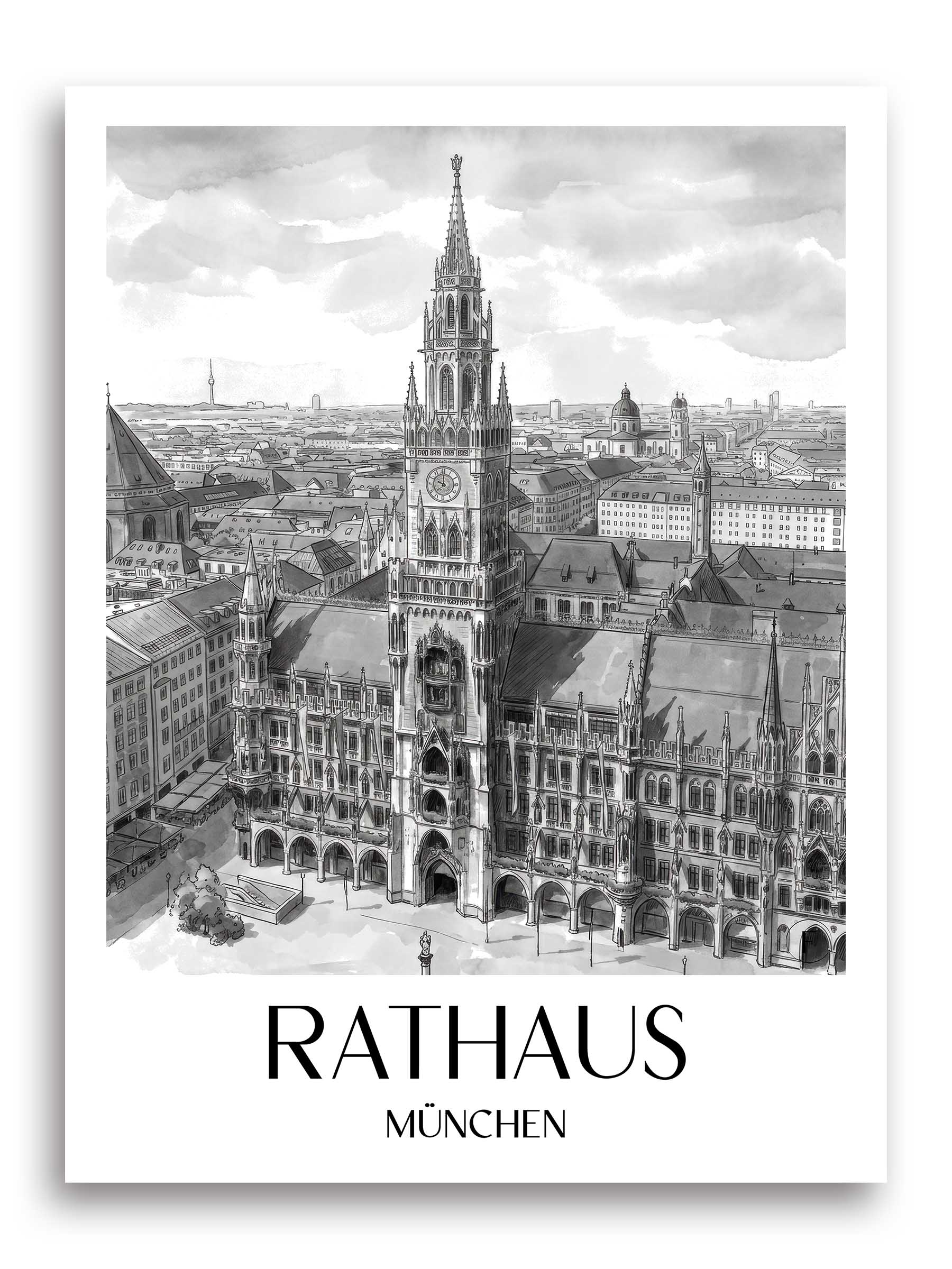 rathaus-münchen-deutschland-poster-aquarell-schwarz-weiss