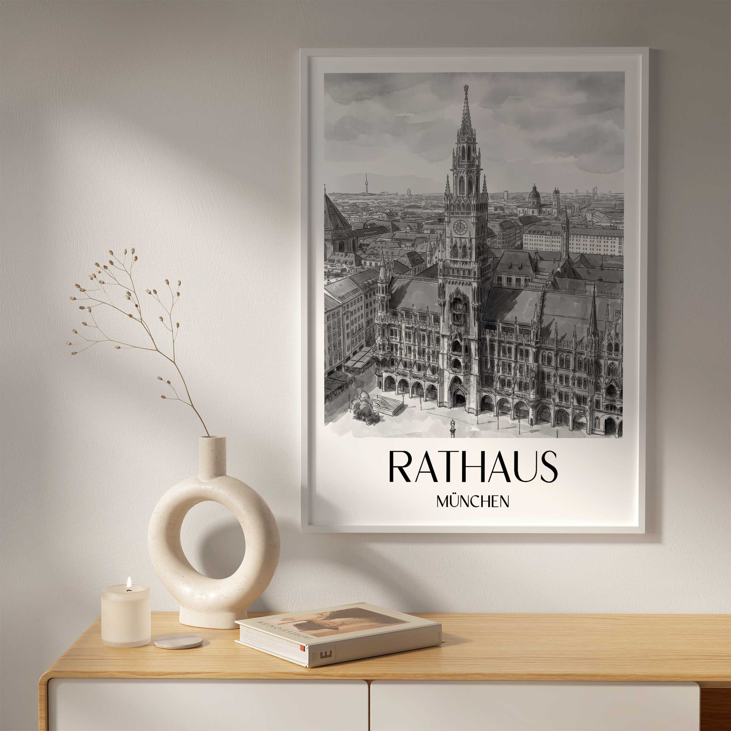 rathaus-münchen-deutschland-poster-aquarell-schwarz-weiss