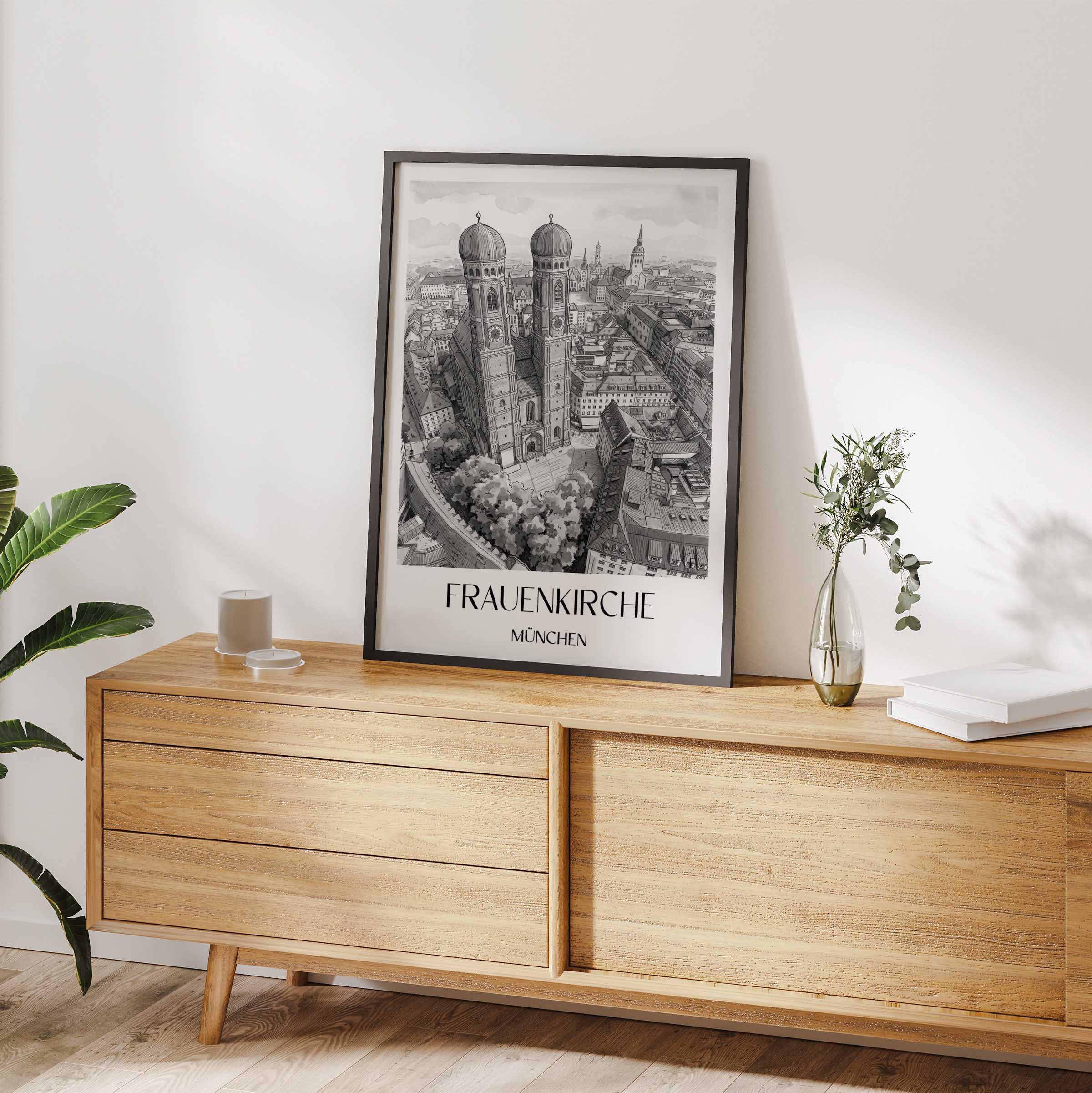 frauenkirche-münchen-deutschland-poster-aquarell-schwarz-weiss