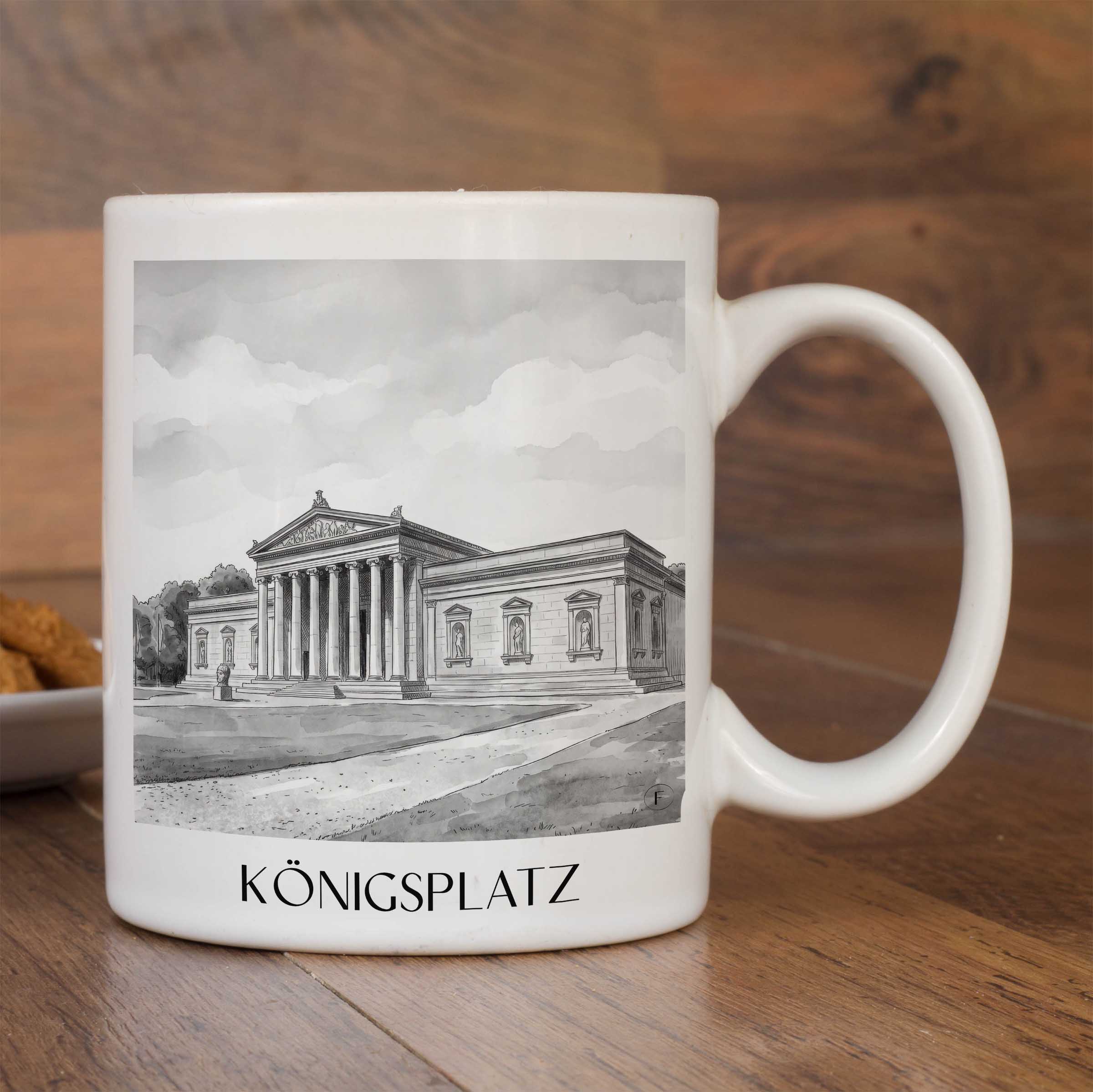 königsplatz-münchen-deutschland-kaffeebecher-aquarell-schwarz-weiss