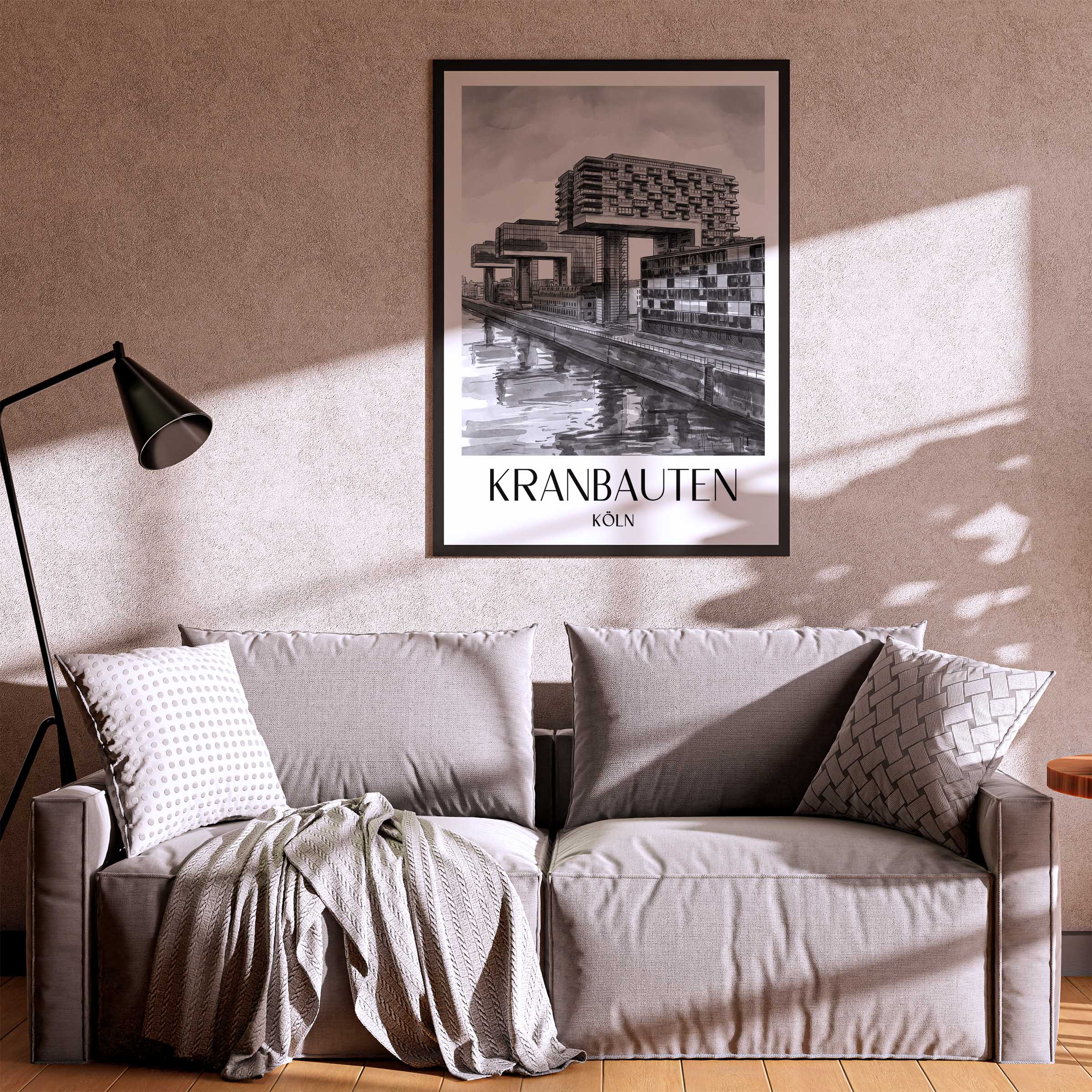 kranbauten-köln-deutschland-poster-aquarell-schwarz-weiss