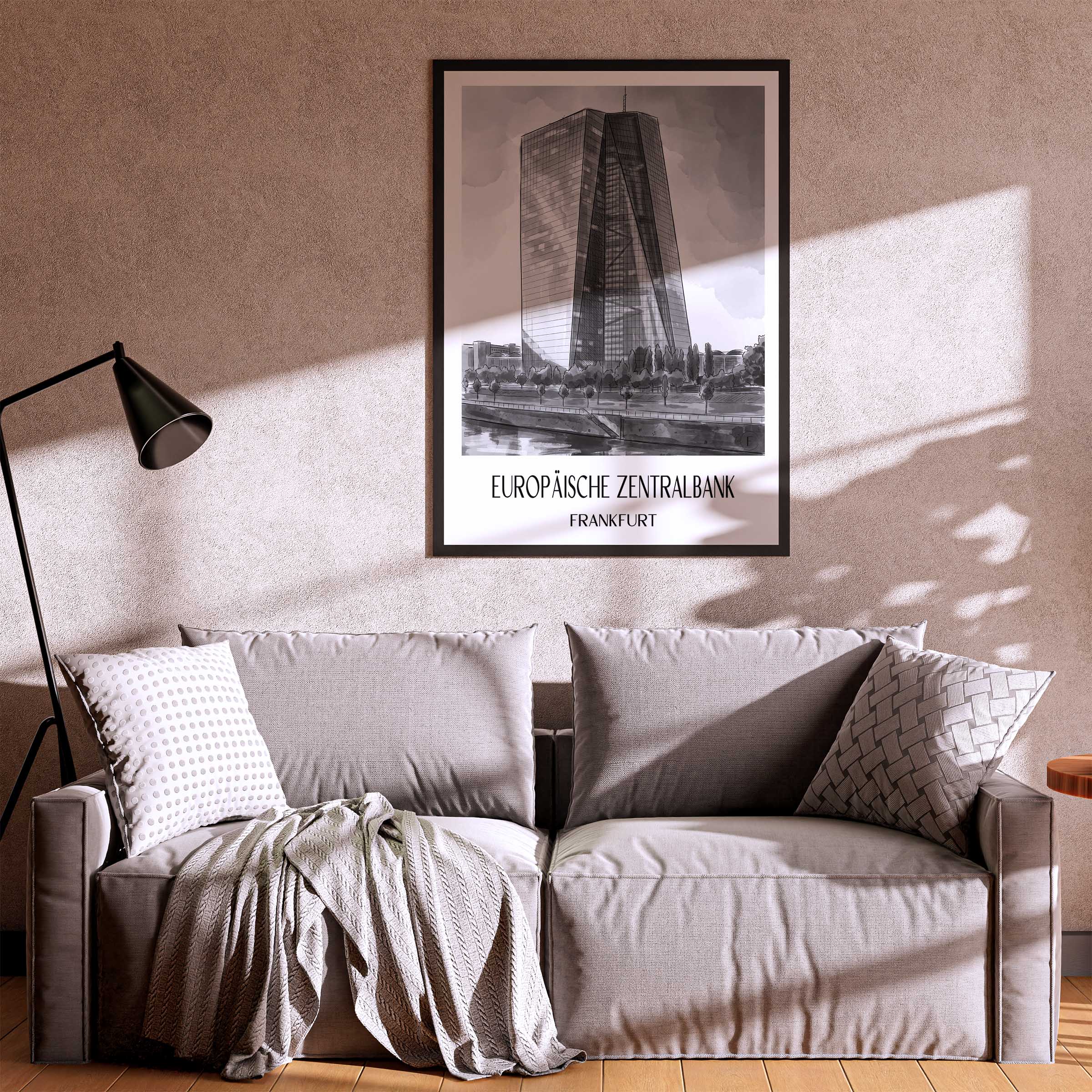 europäische-zentralbank-frankfurt-deutschland-poster-aquarell-schwarz-weiss