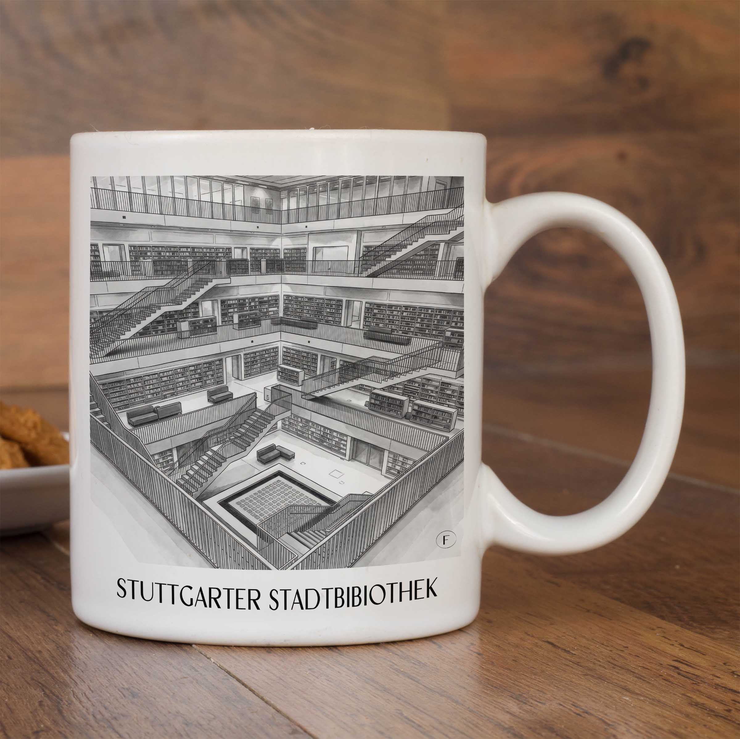 stadtbibiothek-stuttgart-deutschland-kaffeebecher-aquarell-schwarz-weiss