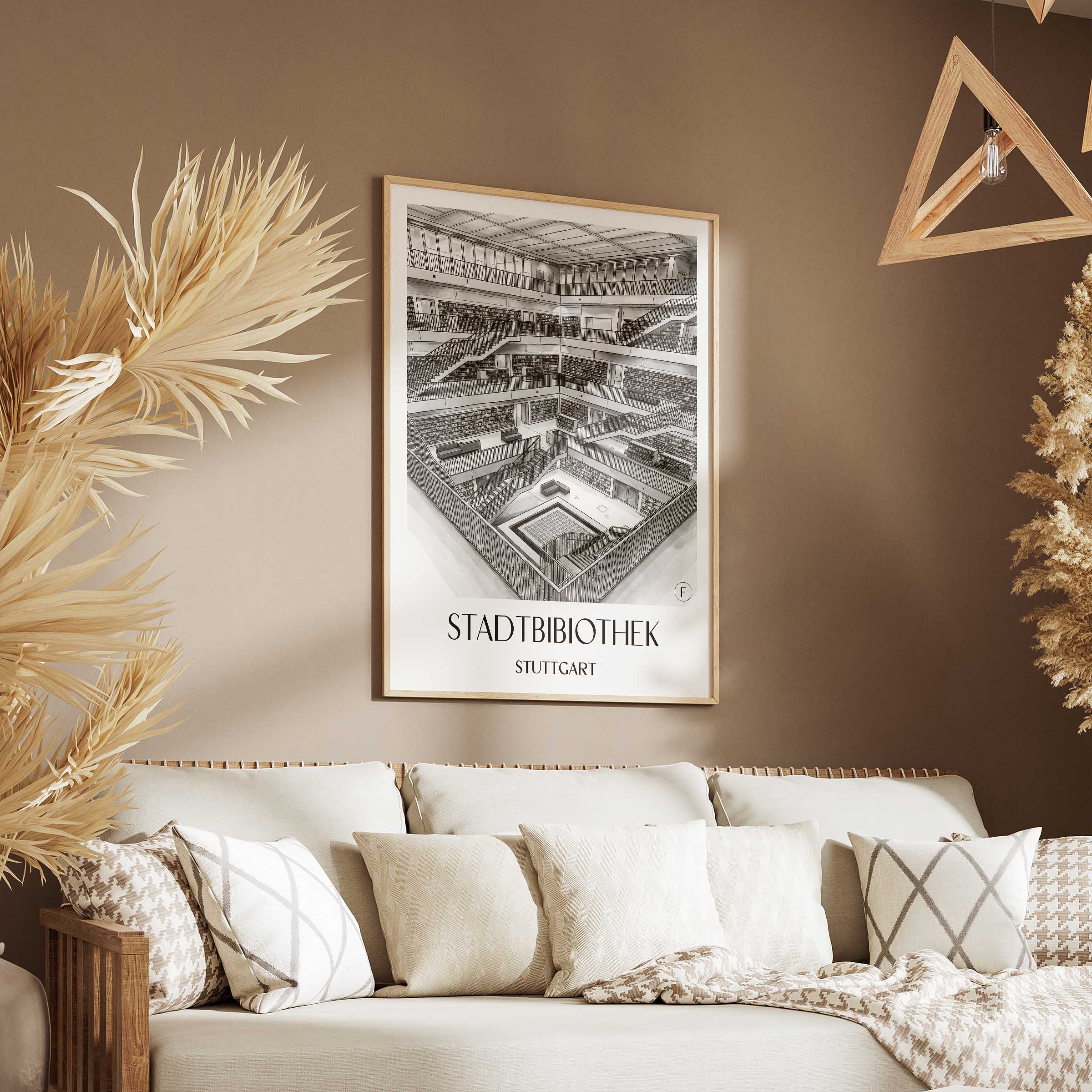 stadtbibiothek-stuttgart-deutschland-poster-aquarell-schwarz-weiss