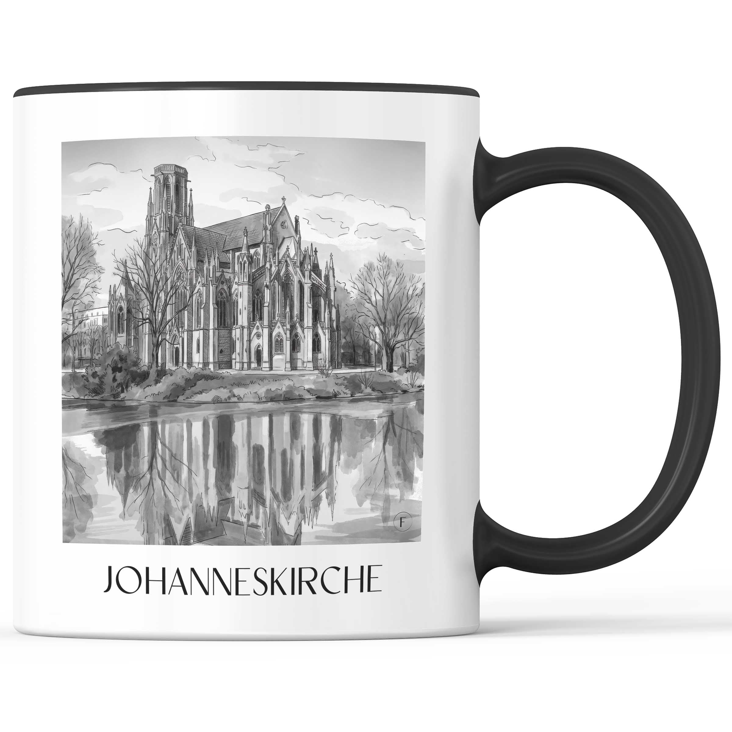 johanneskirche-stuttgart-deutschland-kaffeebecher-aquarell-schwarz-weiss