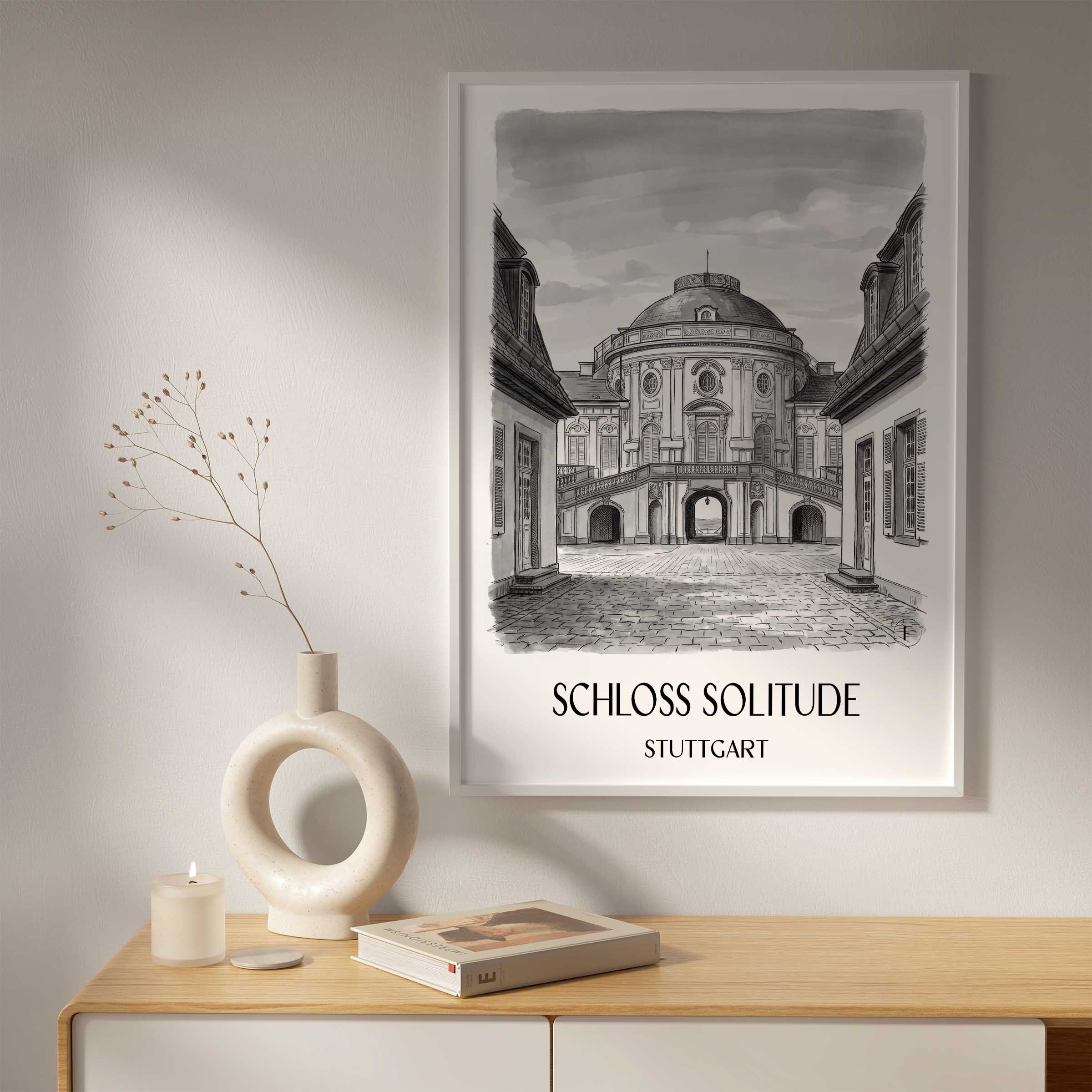 schloss-solitude-stuttgart-deutschland-poster-aquarell-schwarz-weiss